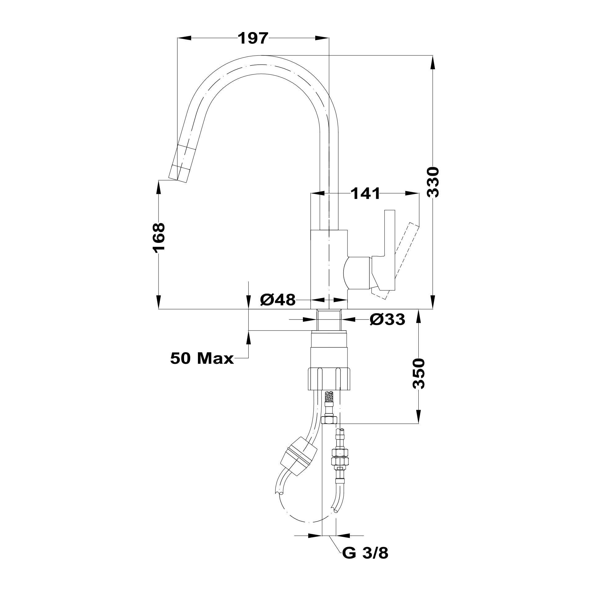 Grifo de cocina monomando MTP 938 Niederdruck con ducha extraíble (2)