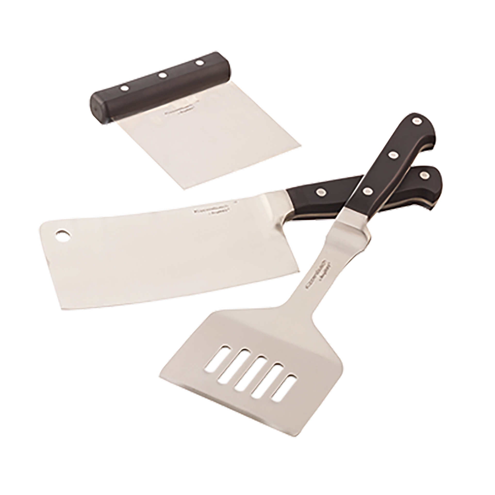 Teppay Yaki Set compuesto por cuchillo de cocinero asiático, espátula, rasqueta de limpieza