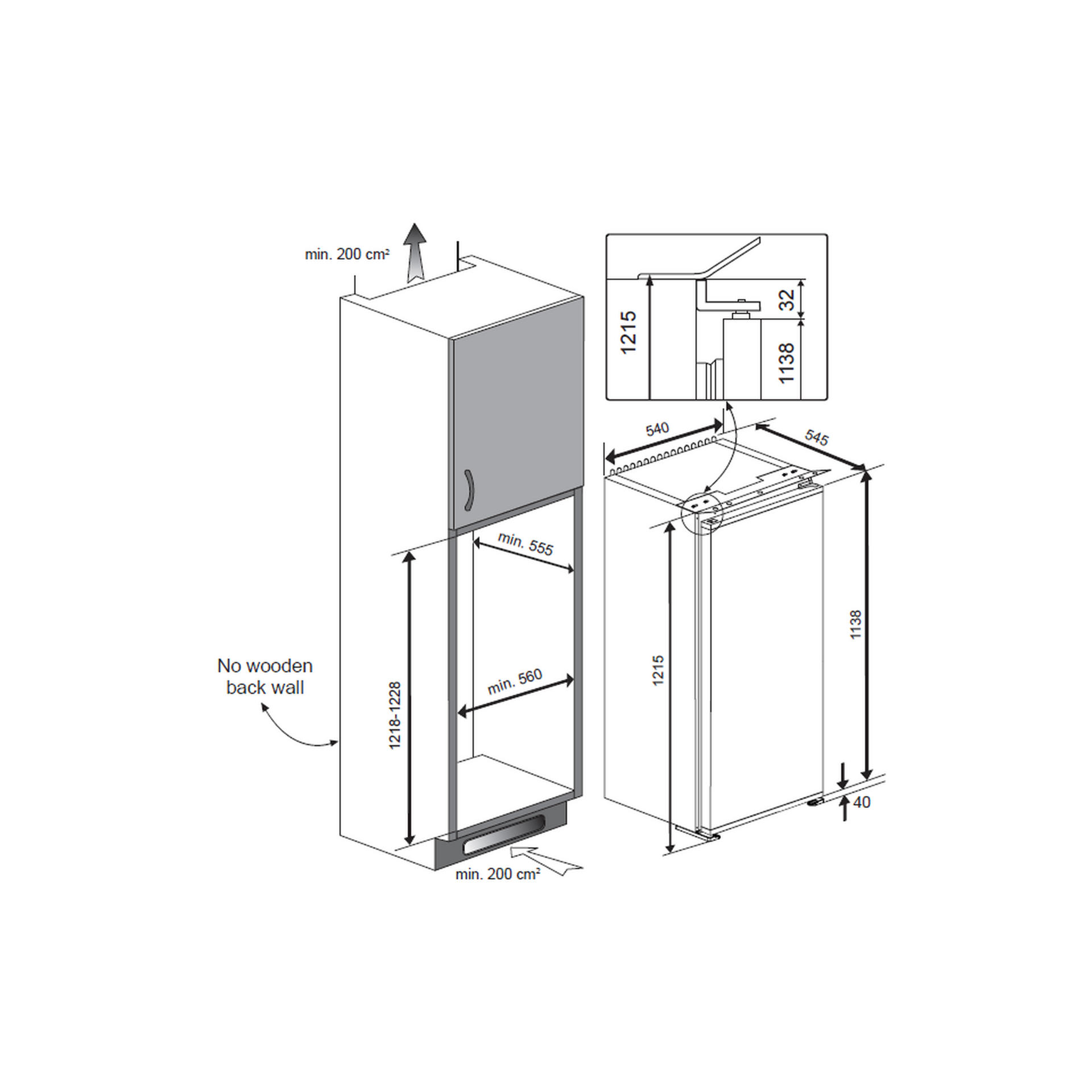 Frigorífico integrable 122 cm con puerta deslizante y 215 L de capacidad (1)
