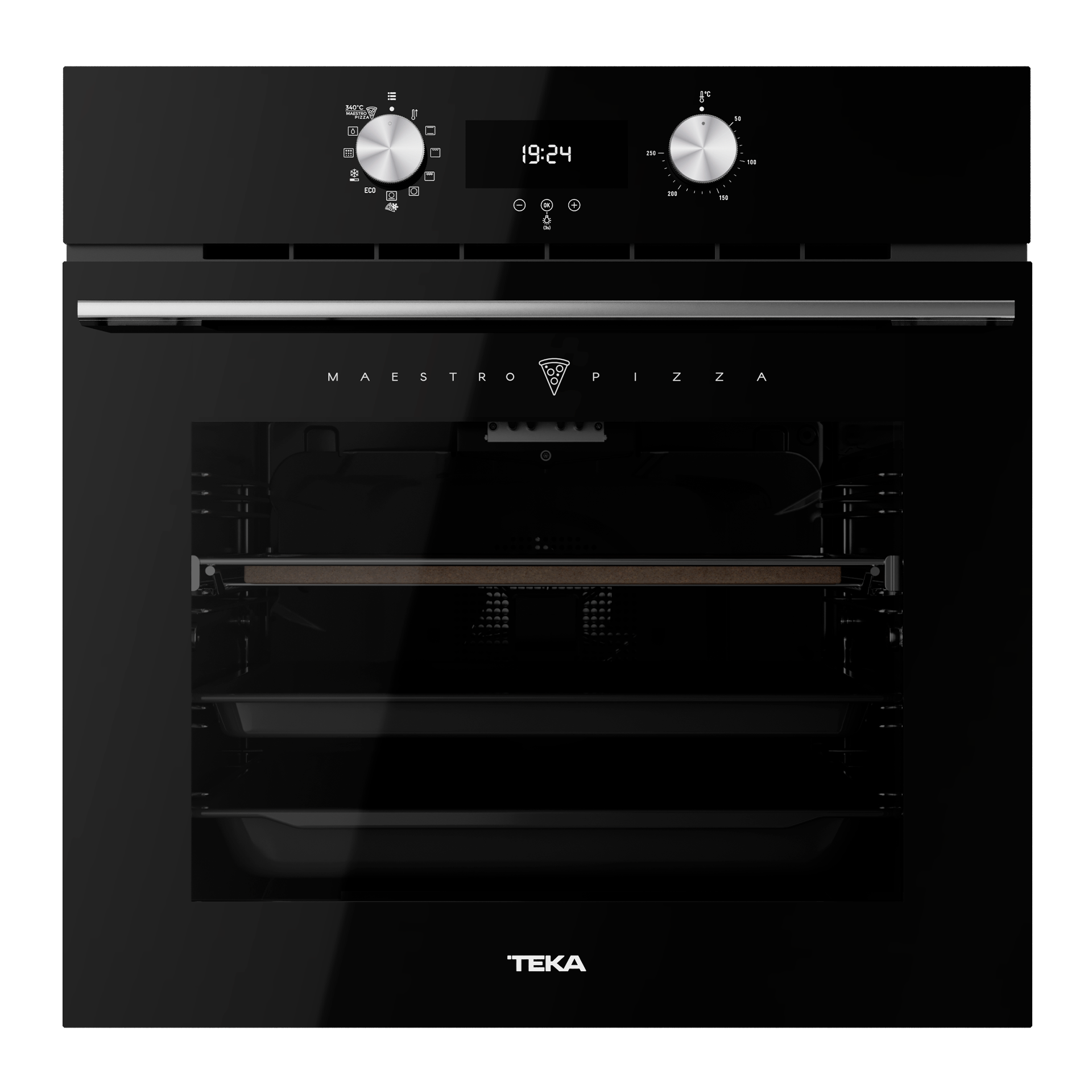 Pack Horno pirolítico MaestroPizza HLB 8510 P con función especial para pizza 340ºC + Pala profesional + Piedra Ceramic PRO