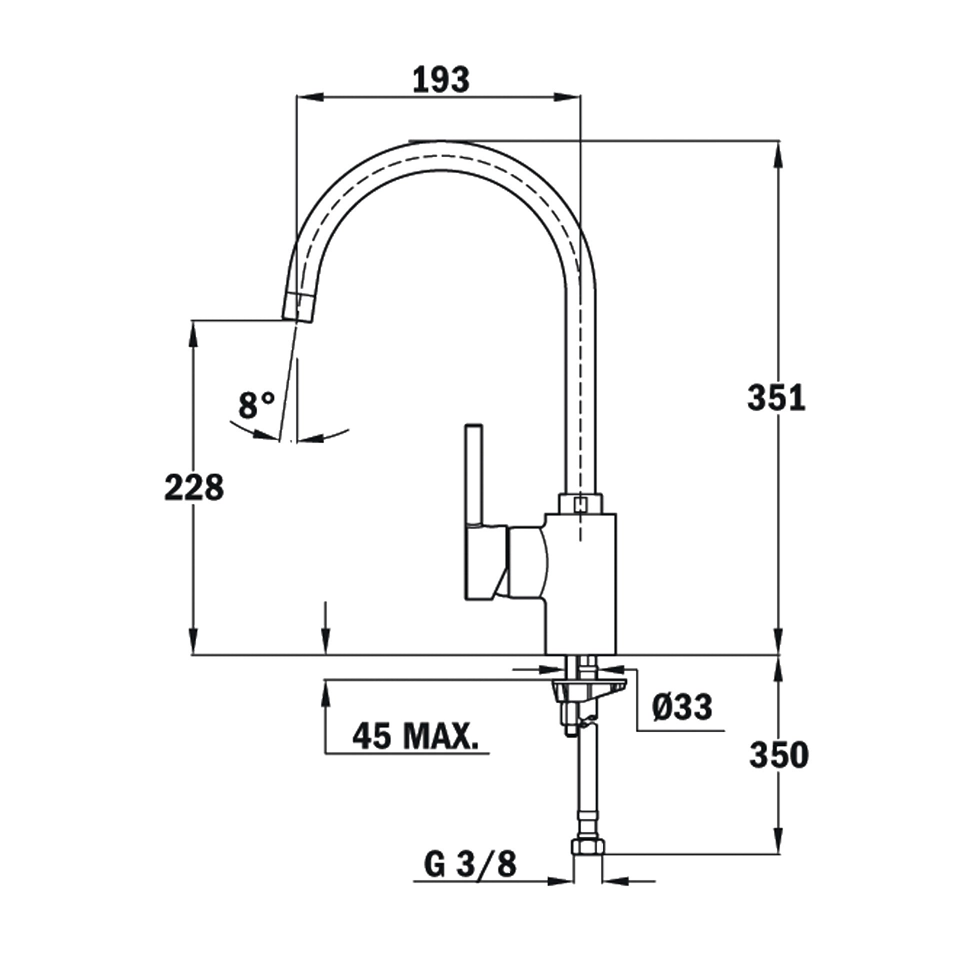 Grifo de cocina monomando ARK 915 con caño alto giratorio y aireador anti-calcáreo (1)