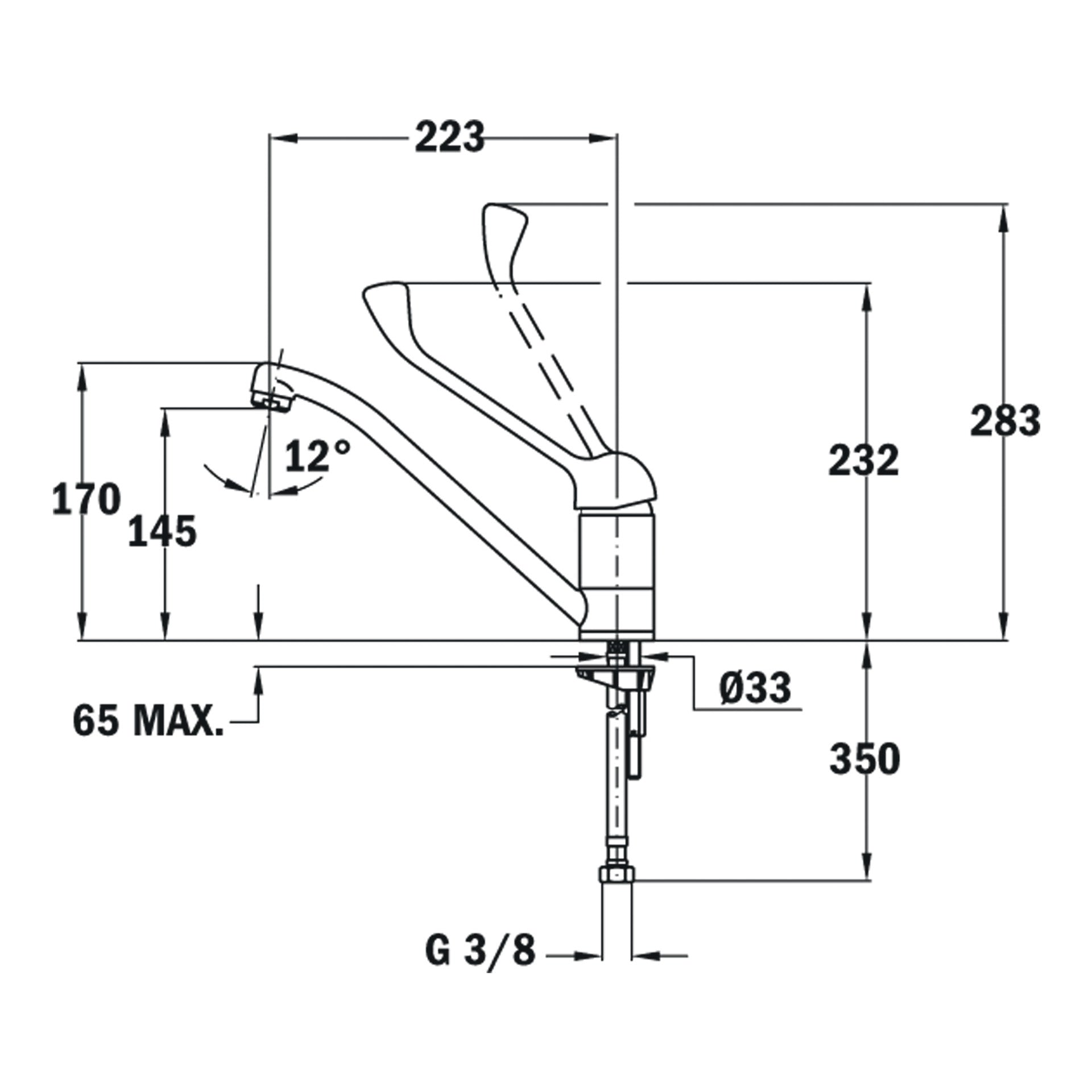 Grifo de cocina monomando gerontológico MED 913 con maneta de fácil apertura (1)