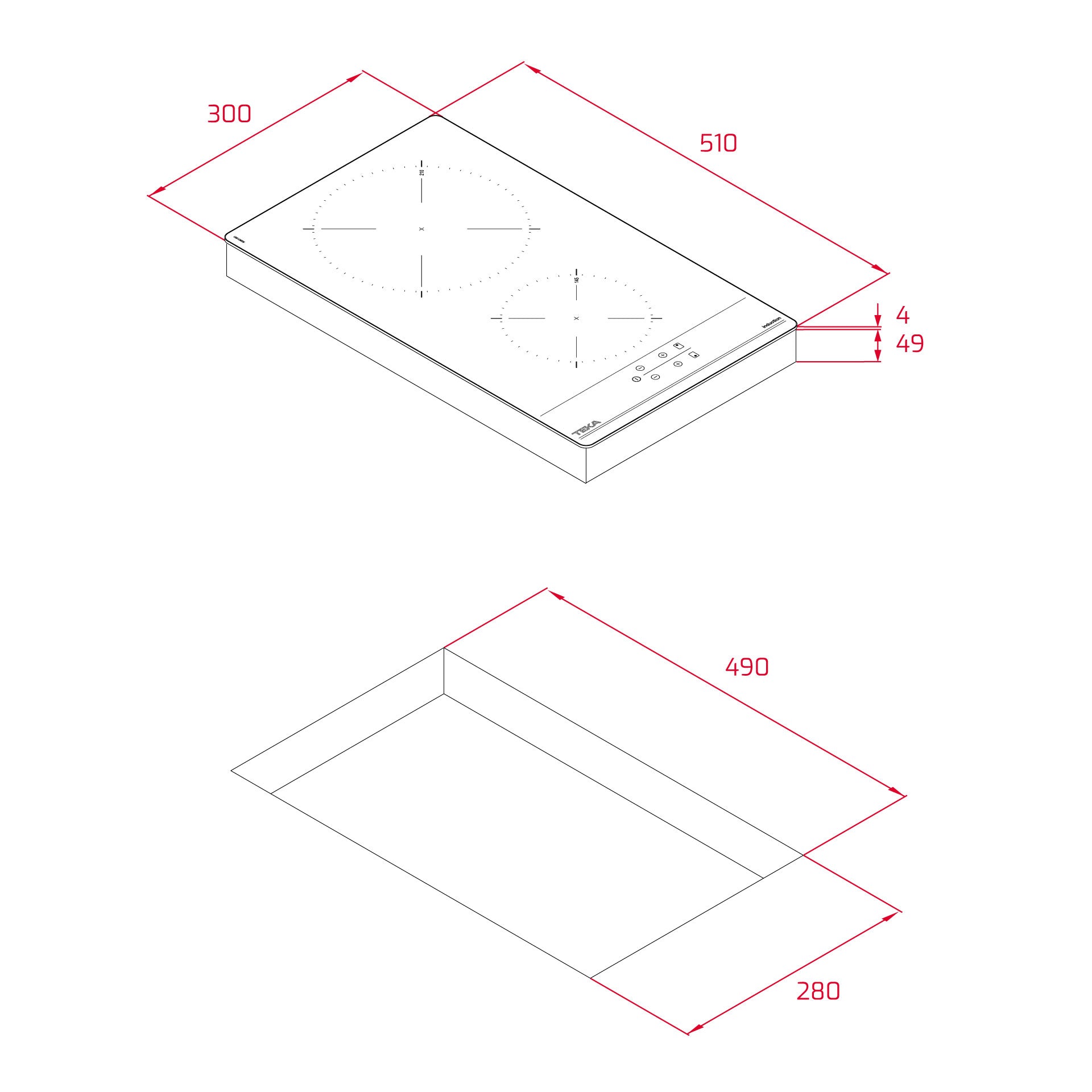 Placa modular de inducción IBC 32000 TTC de 30 cm con 2 zonas de cocinado (2)