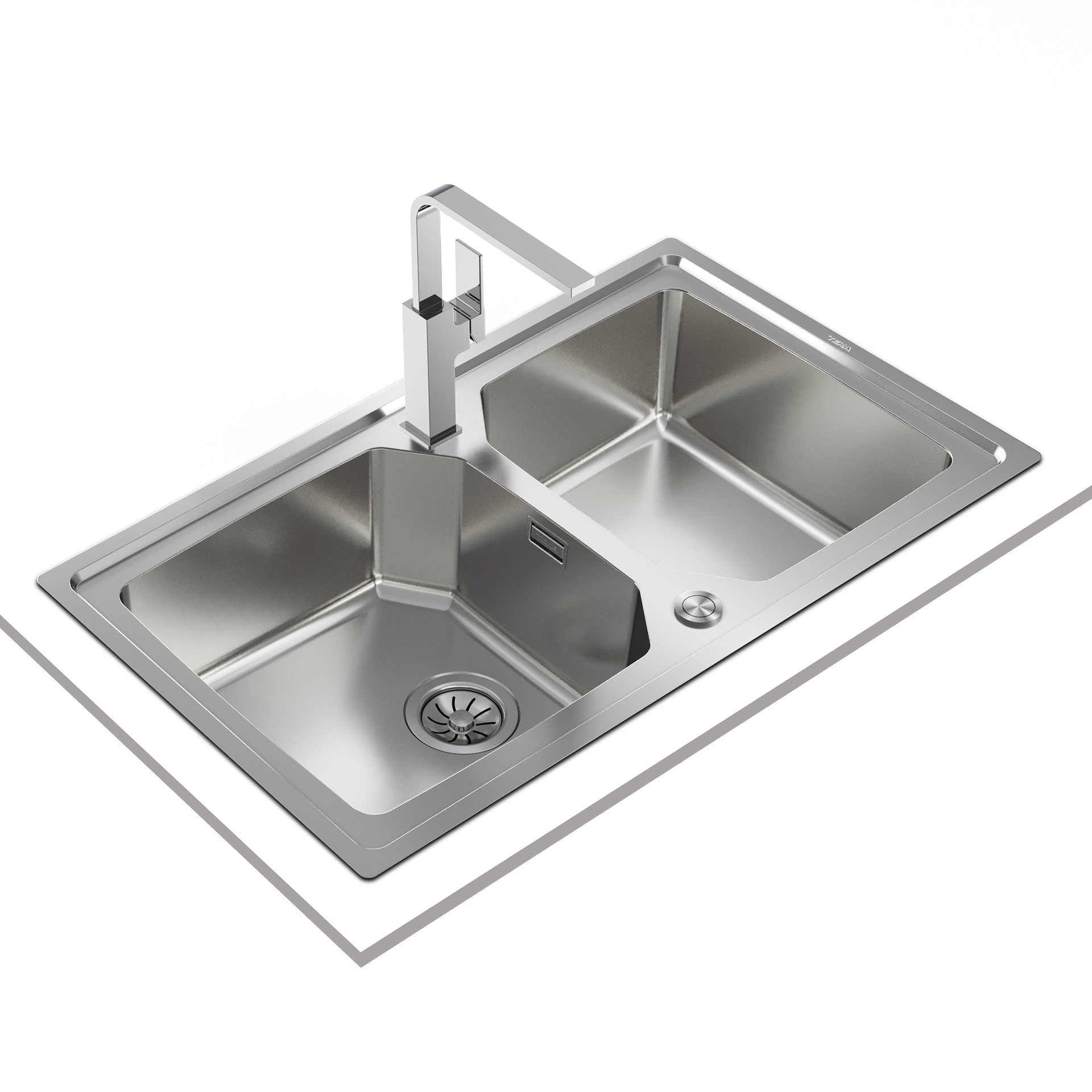 Fregadero Brooklyn 90 M-XP 2B enrasado o de sobre encimera con cubeta de acero inoxidable con SilentSmart