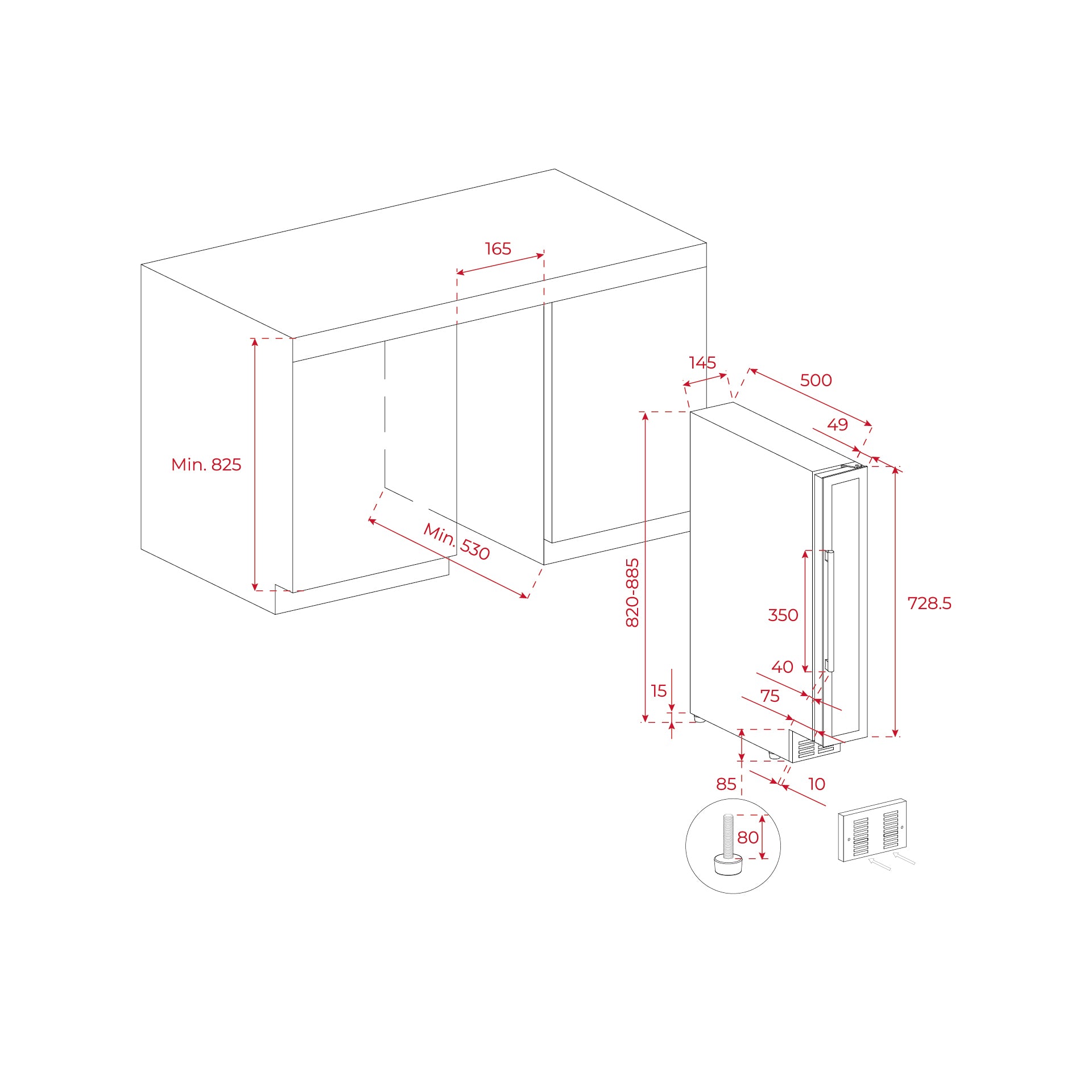 Vinoteca de libre instalación Sommelier RVU 10008 GBK con capacidad para 8 botellas (4)