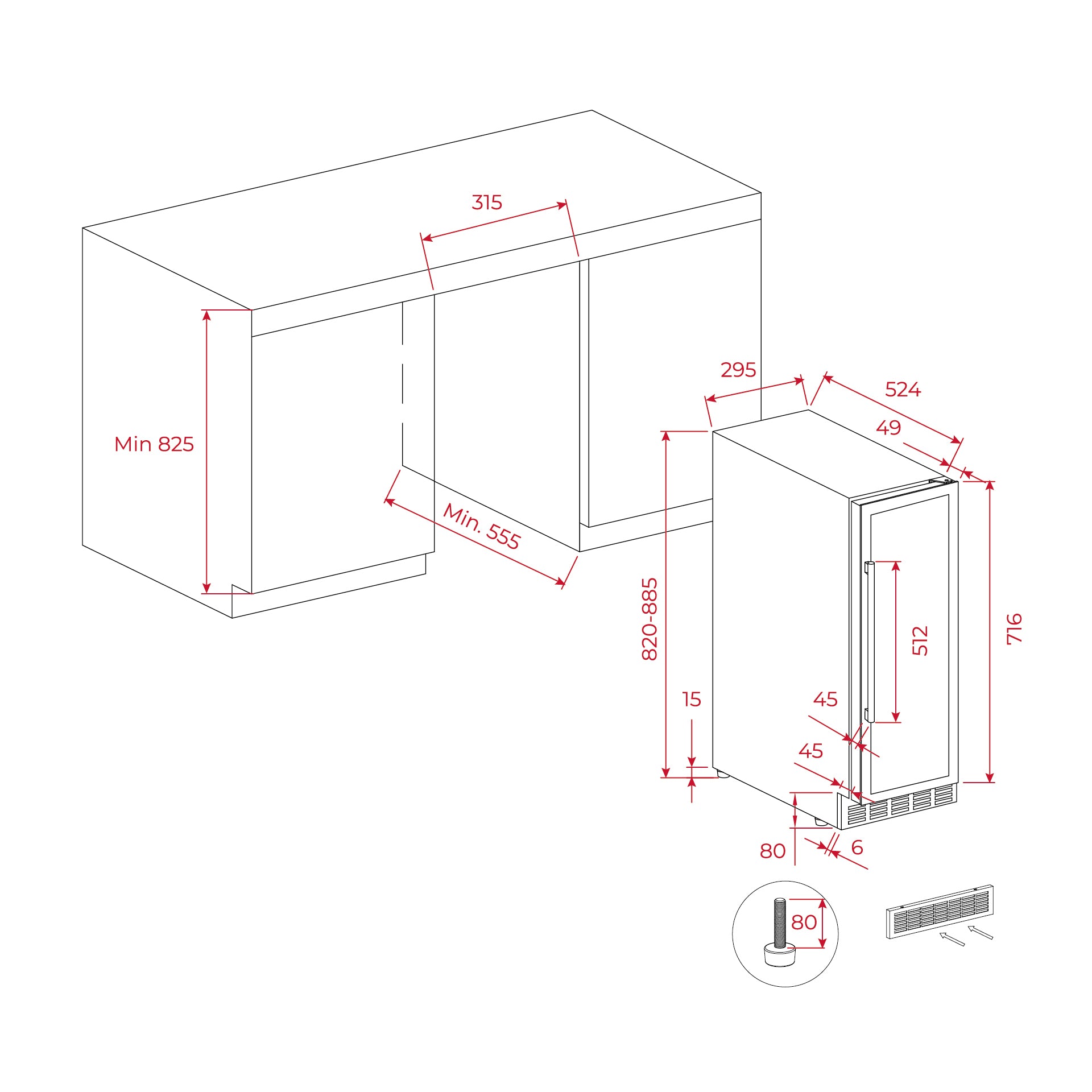 Vinoteca de libre instalación Sommelier RVU 10020 GBK con capacidad para 20 botellas (4)