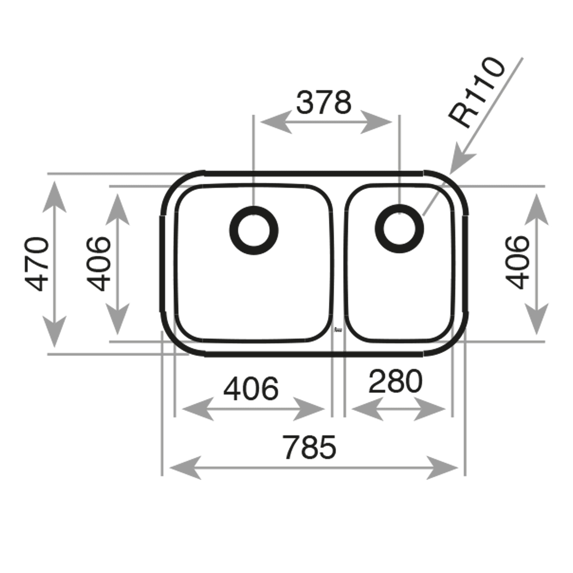 Fregadero bajo encimera BE 2C 785 de 79 cm con dos cubetas (2)