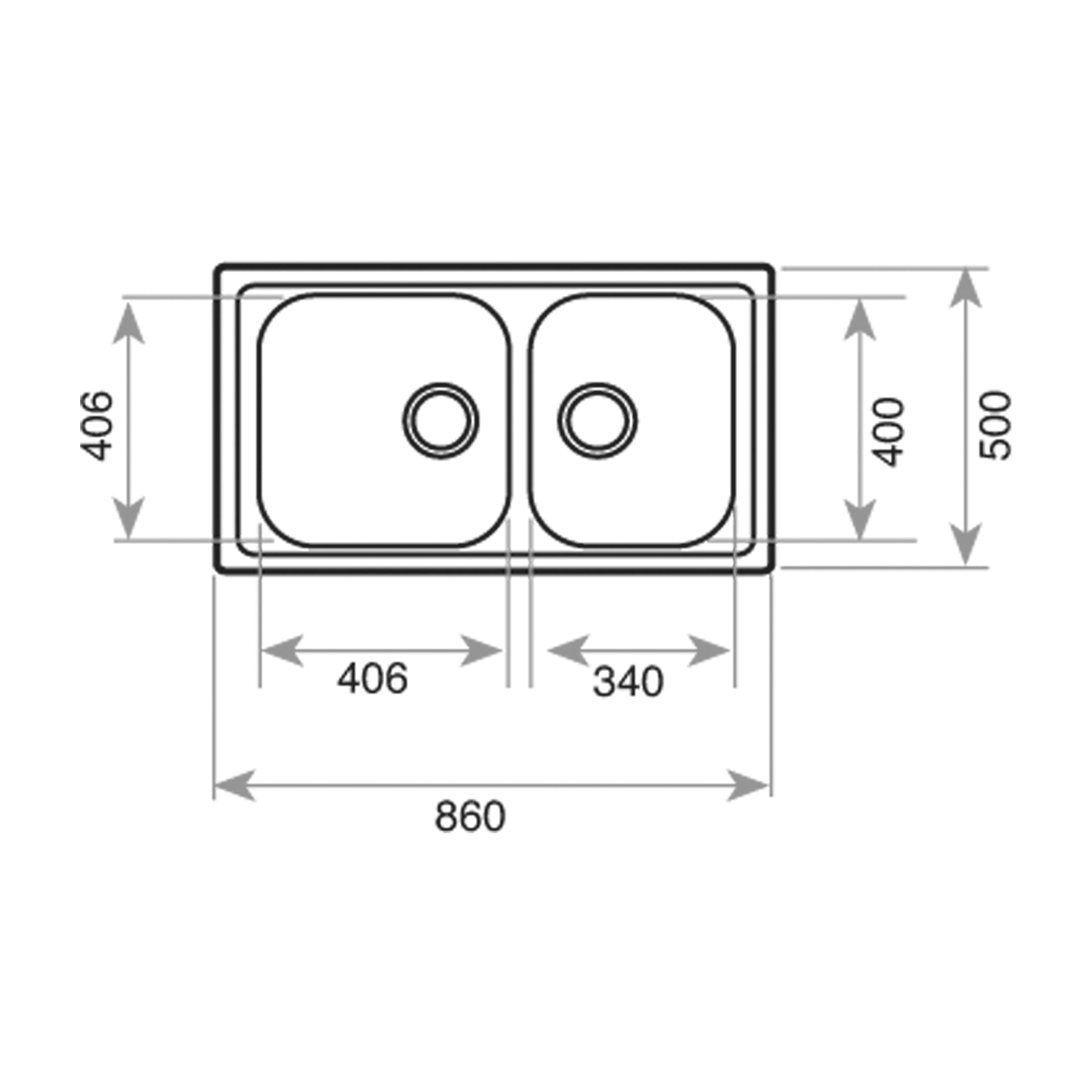 Fregadero Classic 2B 86 encastrado de acero inoxidable con dos cubetas (2)