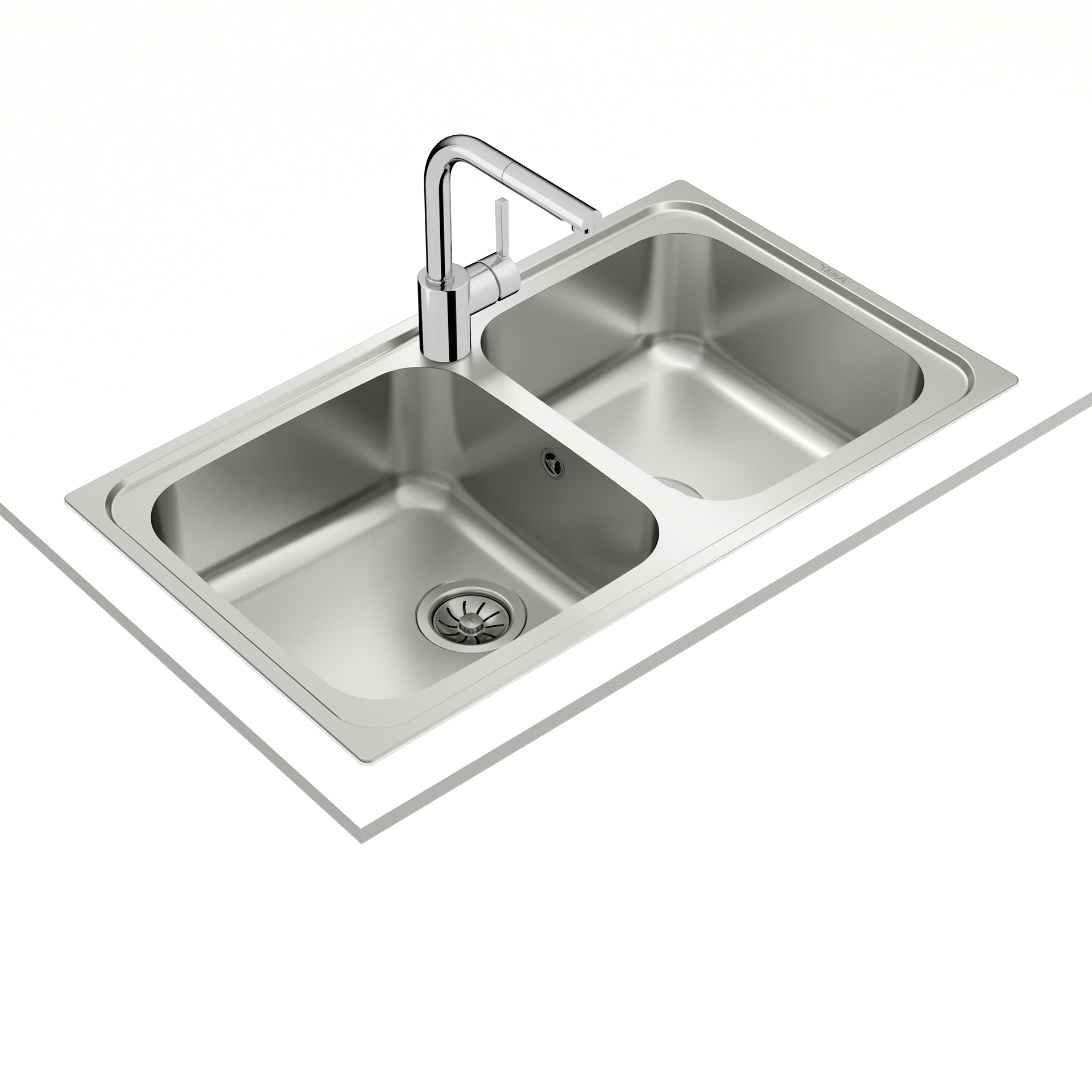 Fregadero Classic 2B 86 encastrado de acero inoxidable con dos cubetas