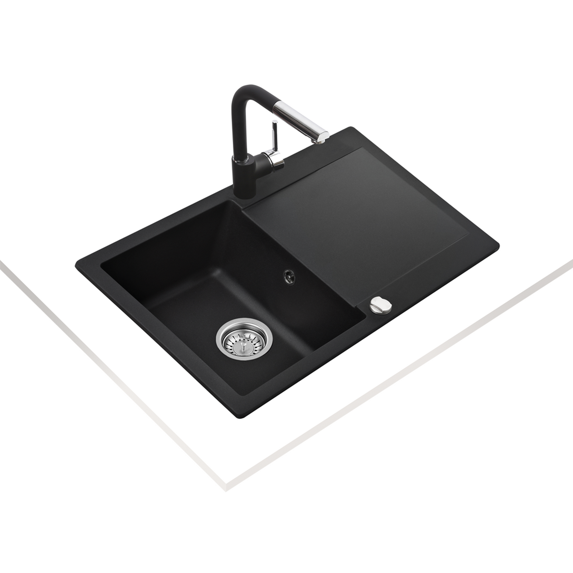 Fregadero Tequartz Clivo 45 B-TQ 1B 1D encastrado de una cubeta y un escurridor