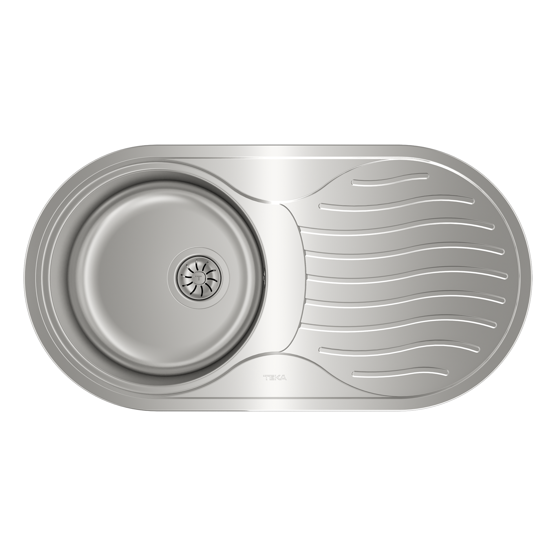 Fregadero circular encastrado y reversible DR-80 1B 1D con cubeta de Ø36 cm y escurridor (1)