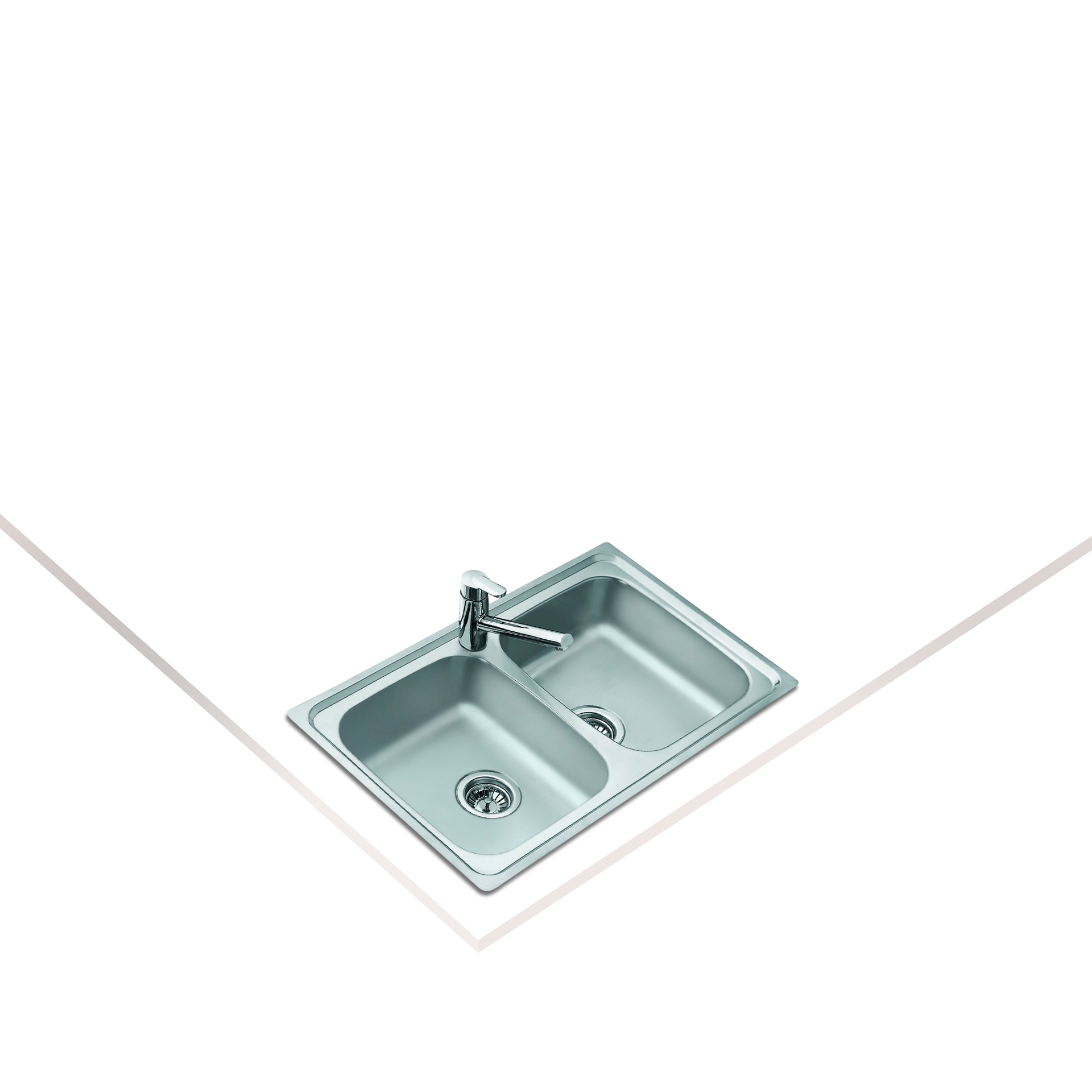 Fregadero Basico 79 2C encastrado de acero inoxidable de 50 cm