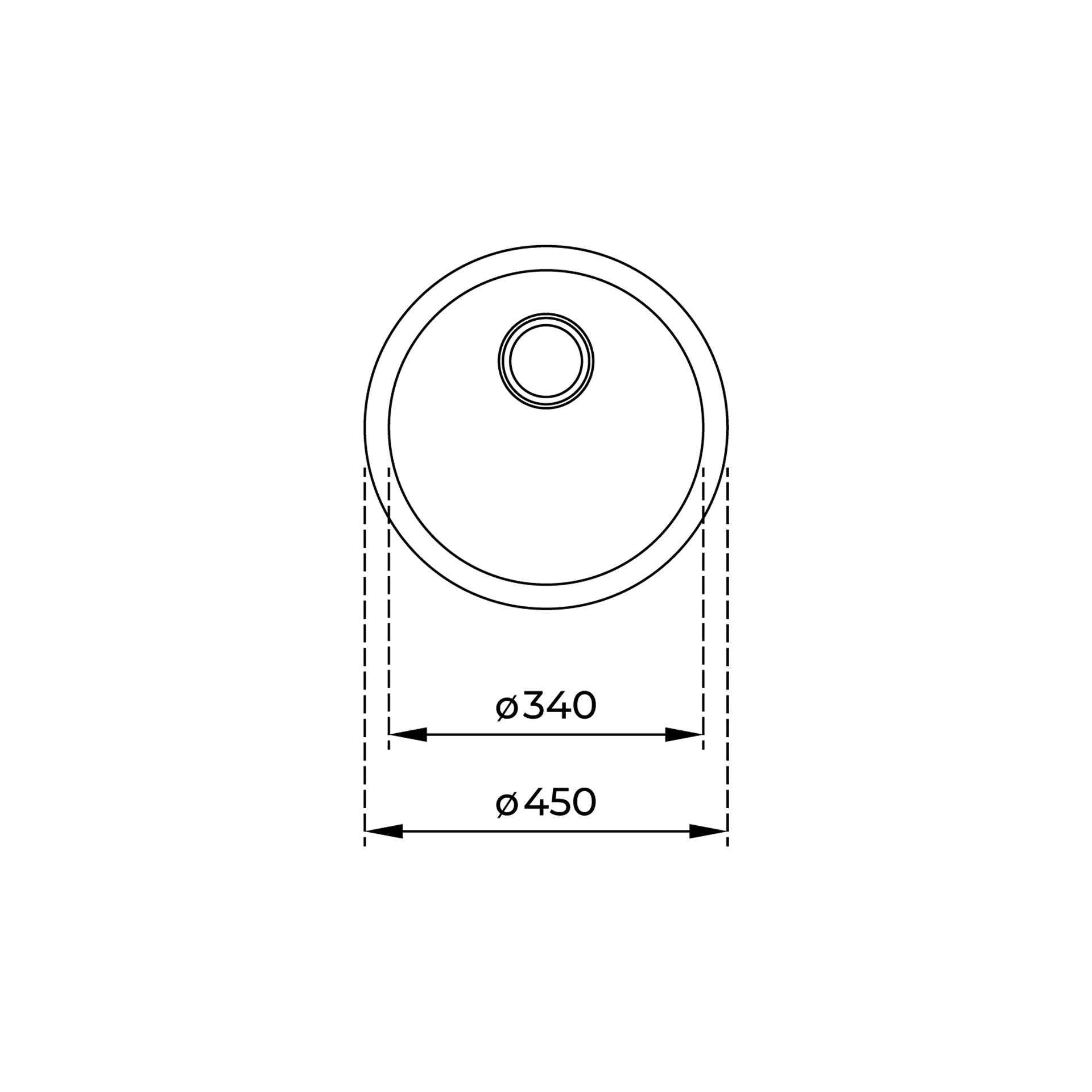 Fregadero encastrado Basico Ø450 1B de acero inoxidable con una cubeta de 45 cm de diámetro (2)