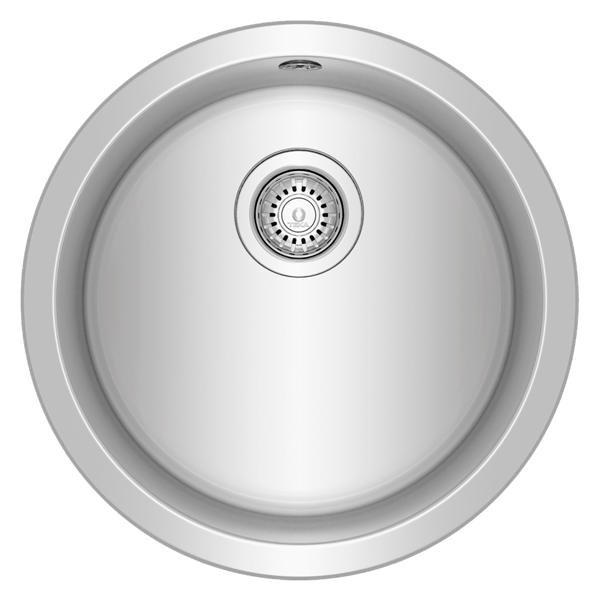 Fregadero encastrado Basico Ø450 1B de acero inoxidable con una cubeta de 45 cm de diámetro (1)