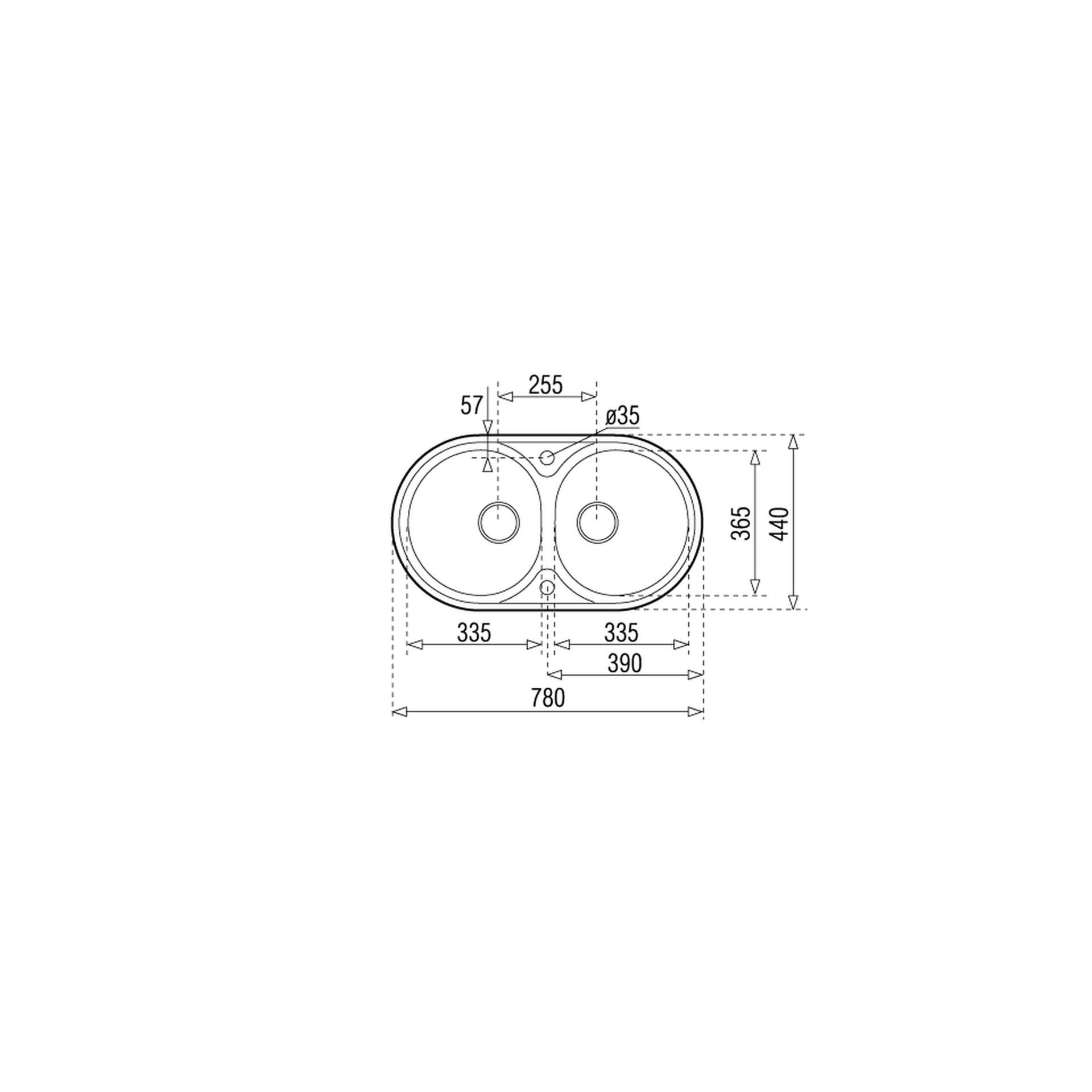 Fregadero de acero inoxidable Serie Sphera DR-78 2B de dos cubetas (2)