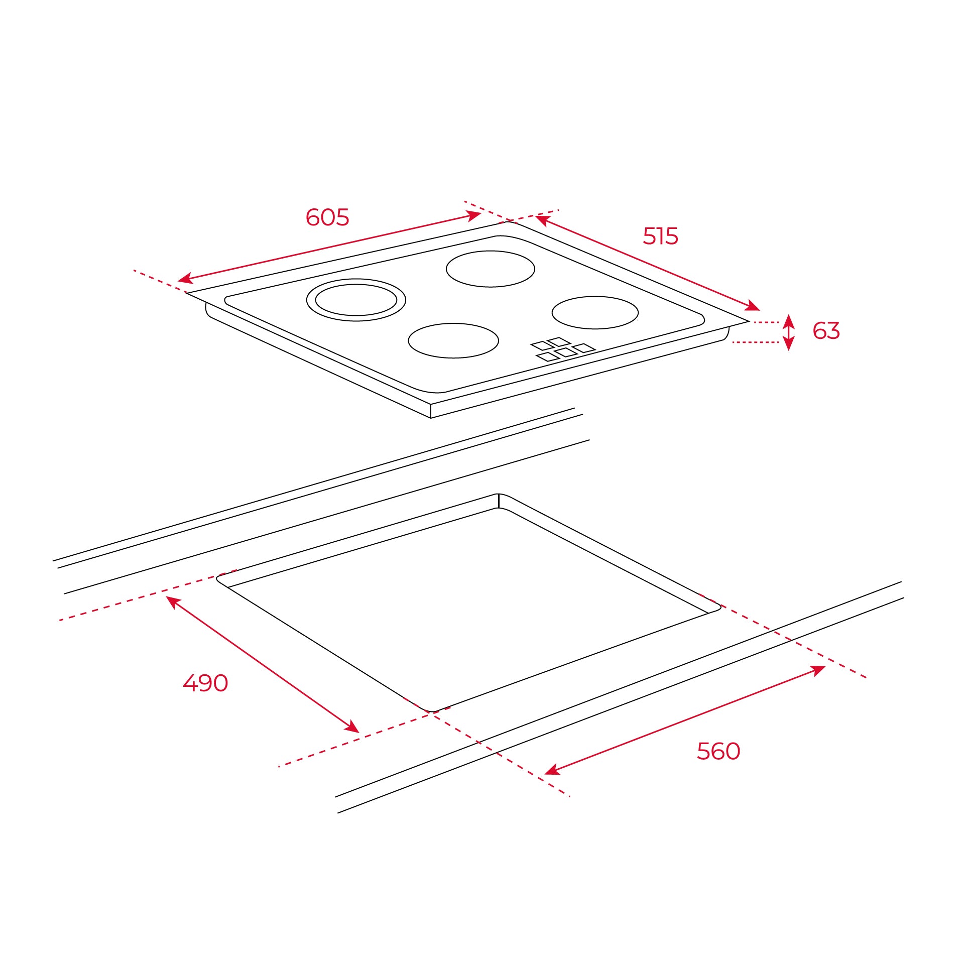 Vitrocerámica TZ 6320 de 60 cm con 3 zonas con Touch Control (1)