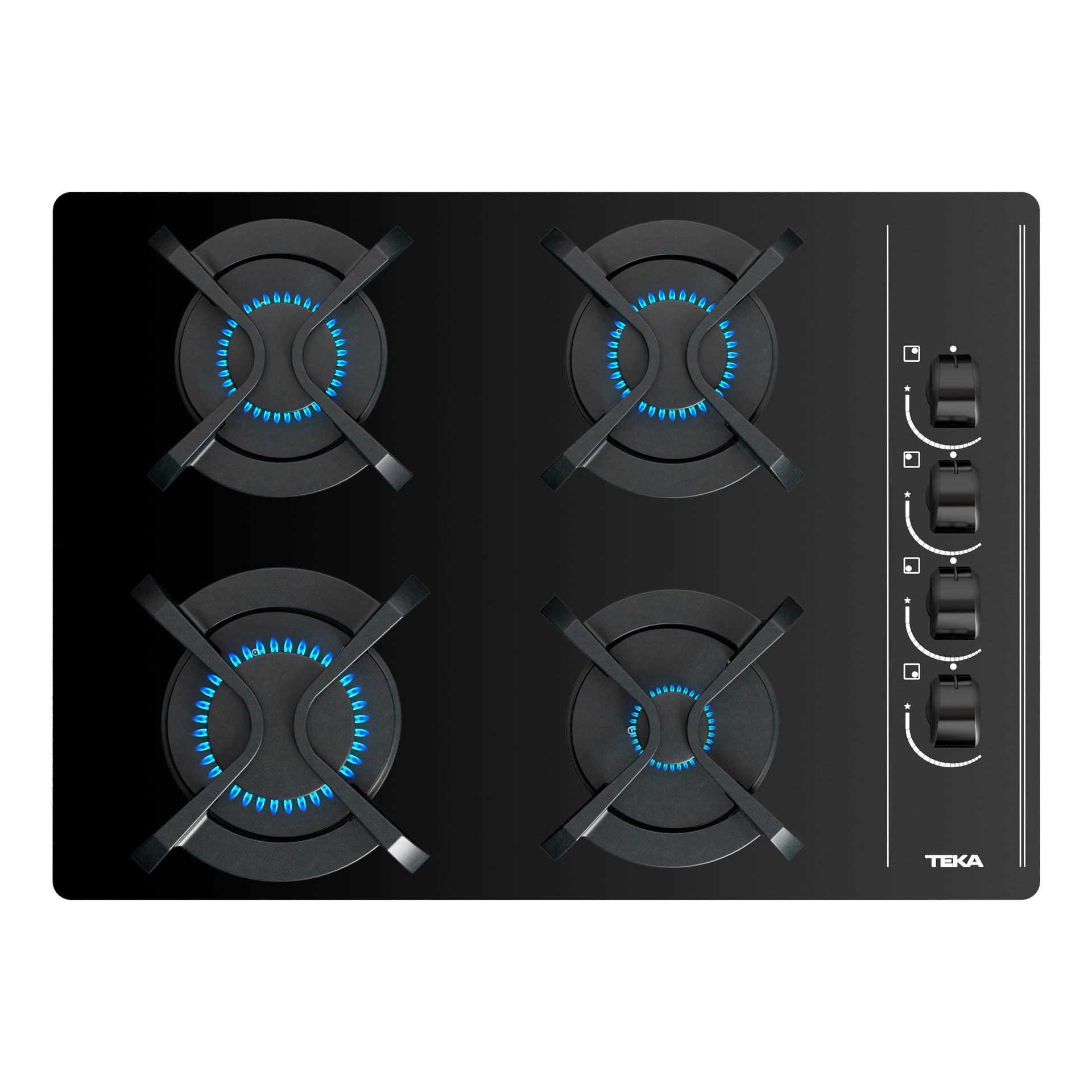 Placa cristal gas GBC 64003 KBN de 60 cm con mandos frontales ergonómicos de gas natural