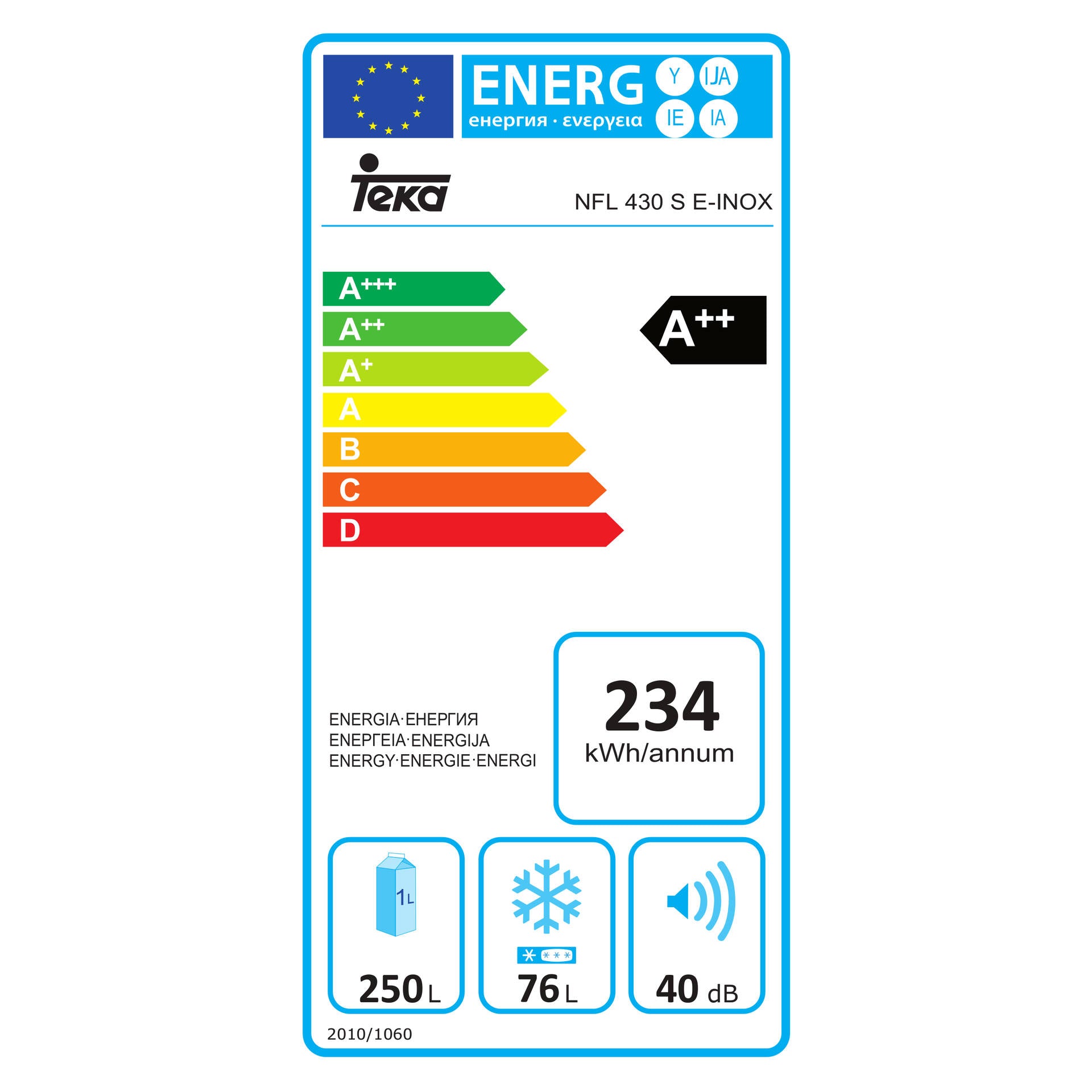 Frigorífico Combi NFL 430 No Frost Total de 200 cm con 2 puertas y Display electrónico en inox (5)