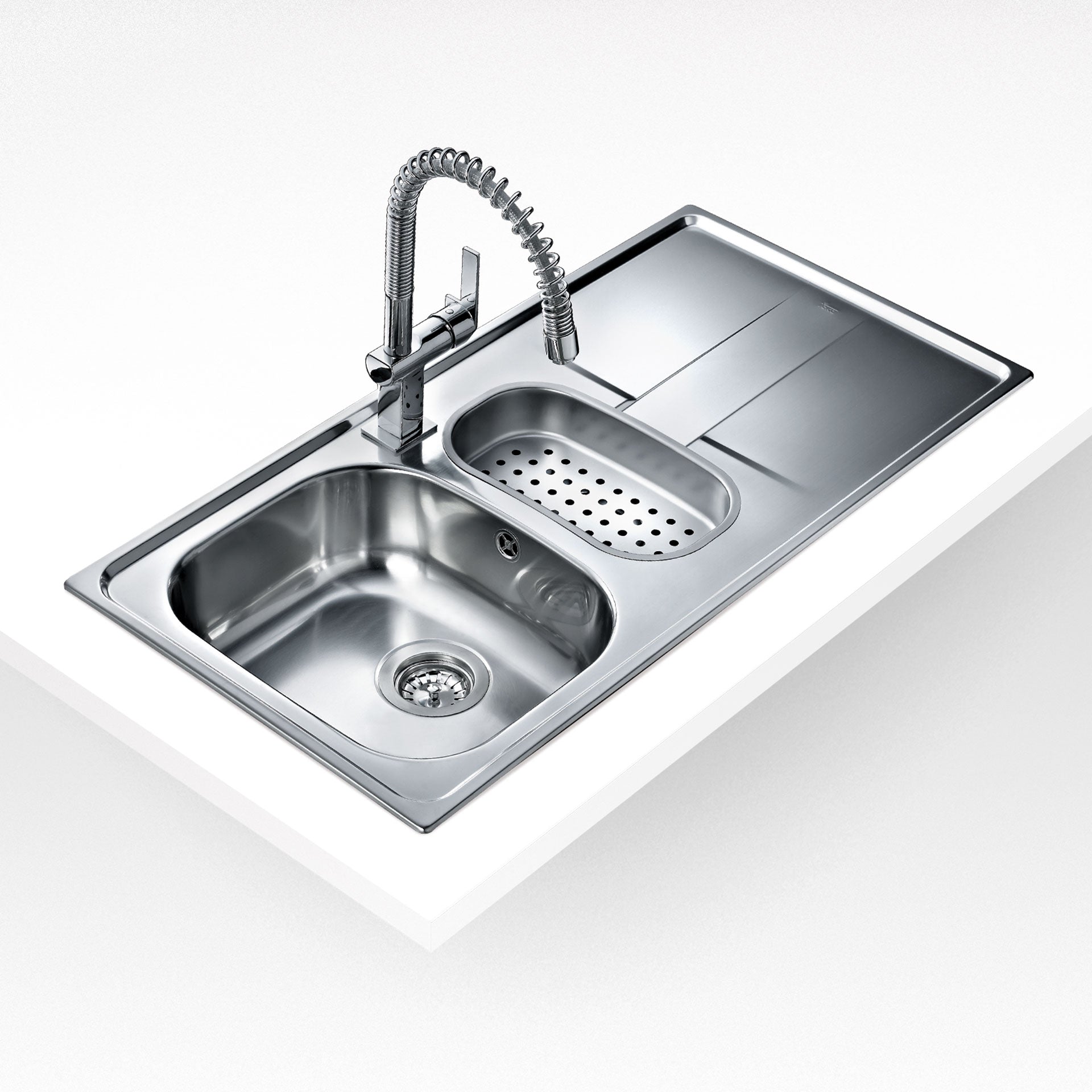 Fregadero Stena 60-B 1½C 1E reversible encastrado de 60 cm con una cubeta principal, una auxiliar y escurridor (1)