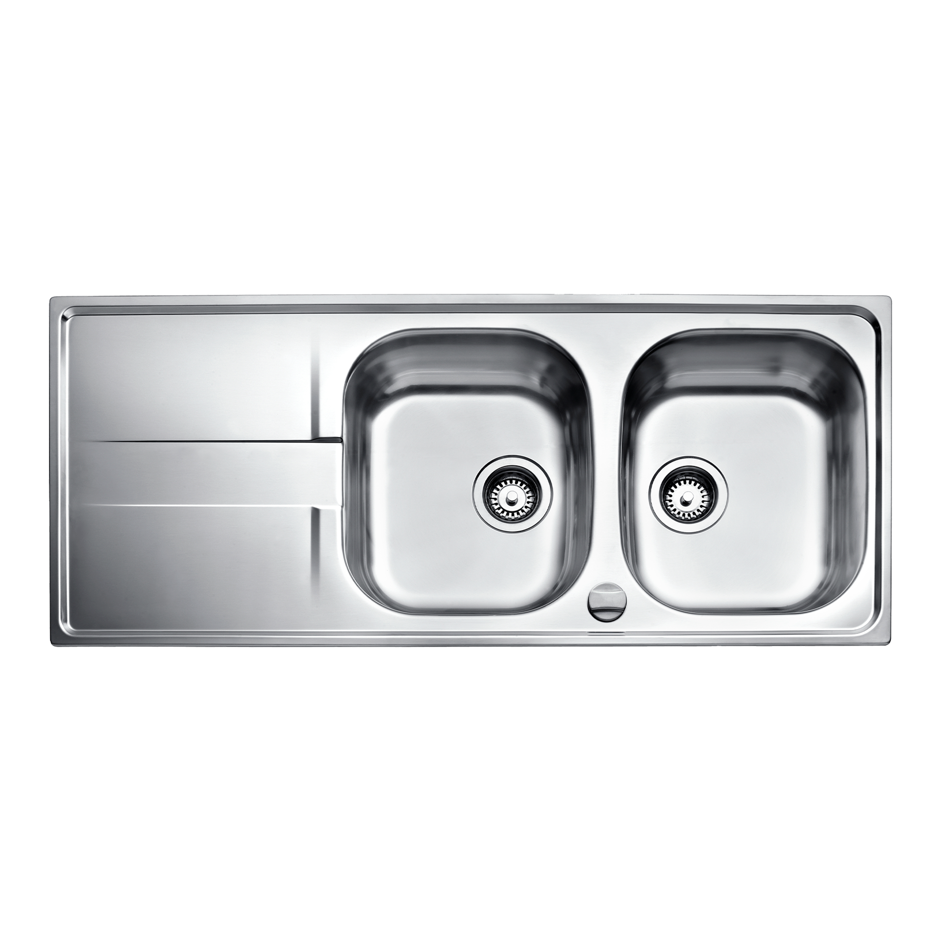 Fregadero Stena 2C 1E reversible encastrado de 80 cm con dos cubetas y escurridor (1)