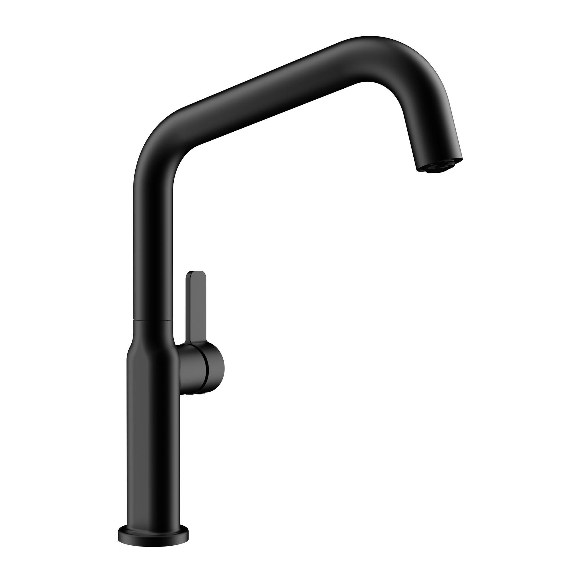 Grifo monomando de cocina OVAL 914 con cuerpo ovalado y tubos de entrada flexibles de 3/8 en acabado negro (1)