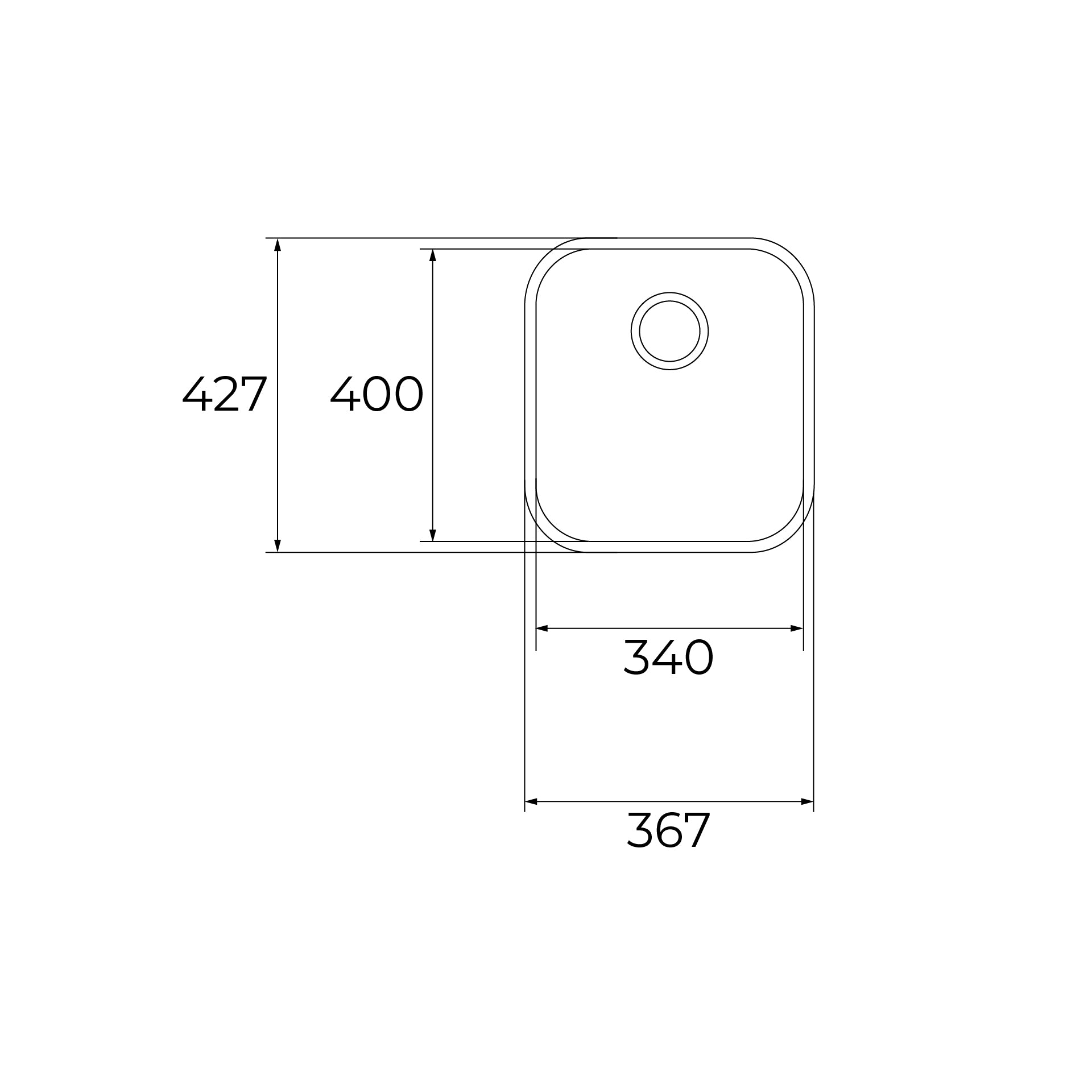 Fregadero BE 34.40 bajo encimera con cubeta de 34 cm (2)