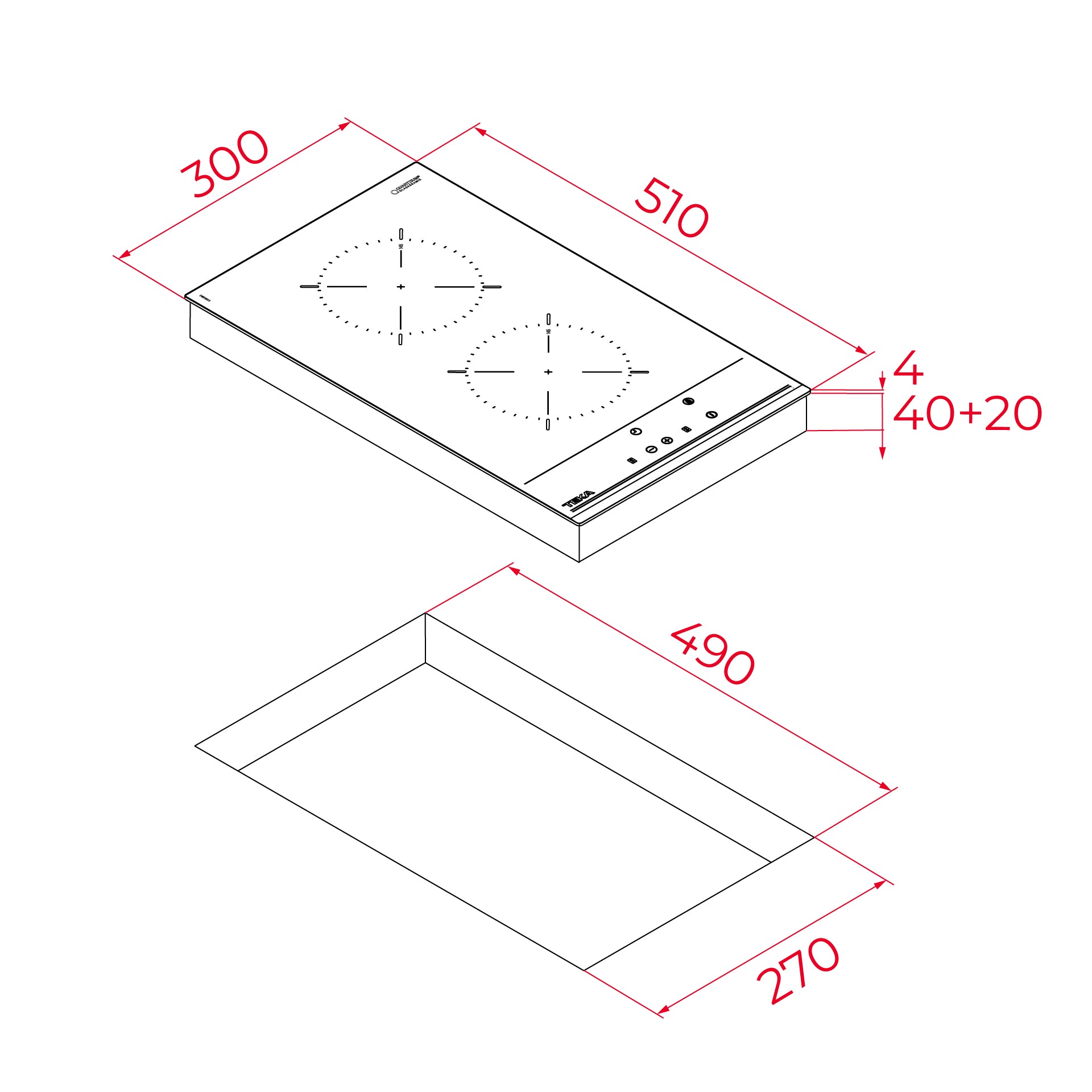 Placa vitrocerámica modular TZC 32000 TTC con potencia nominal máxima de 1.200 W (2)