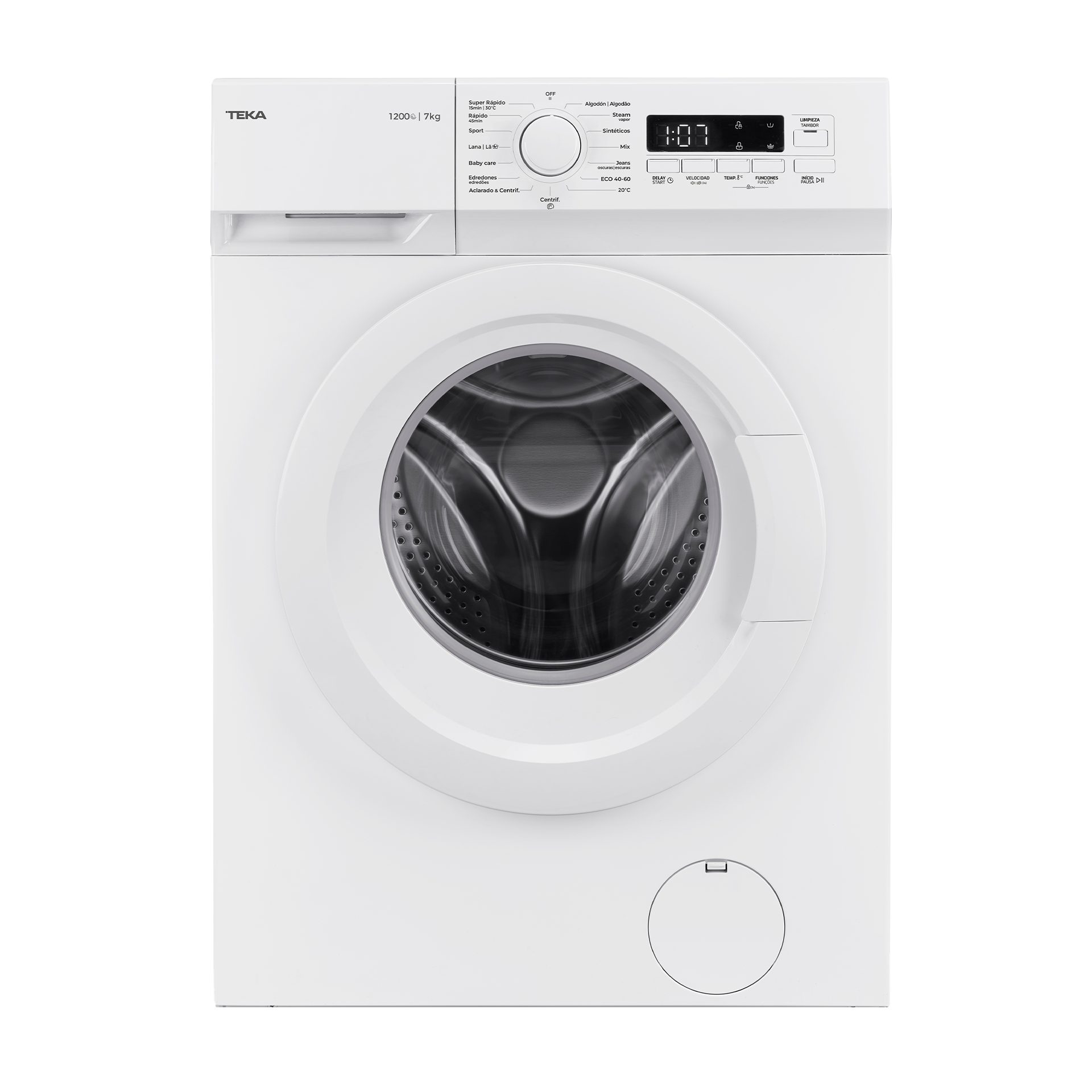 Lavadora de libre instalación WMK 40740 con Motor Inverter, 15 programas y capacidad de lavado de 7 kg