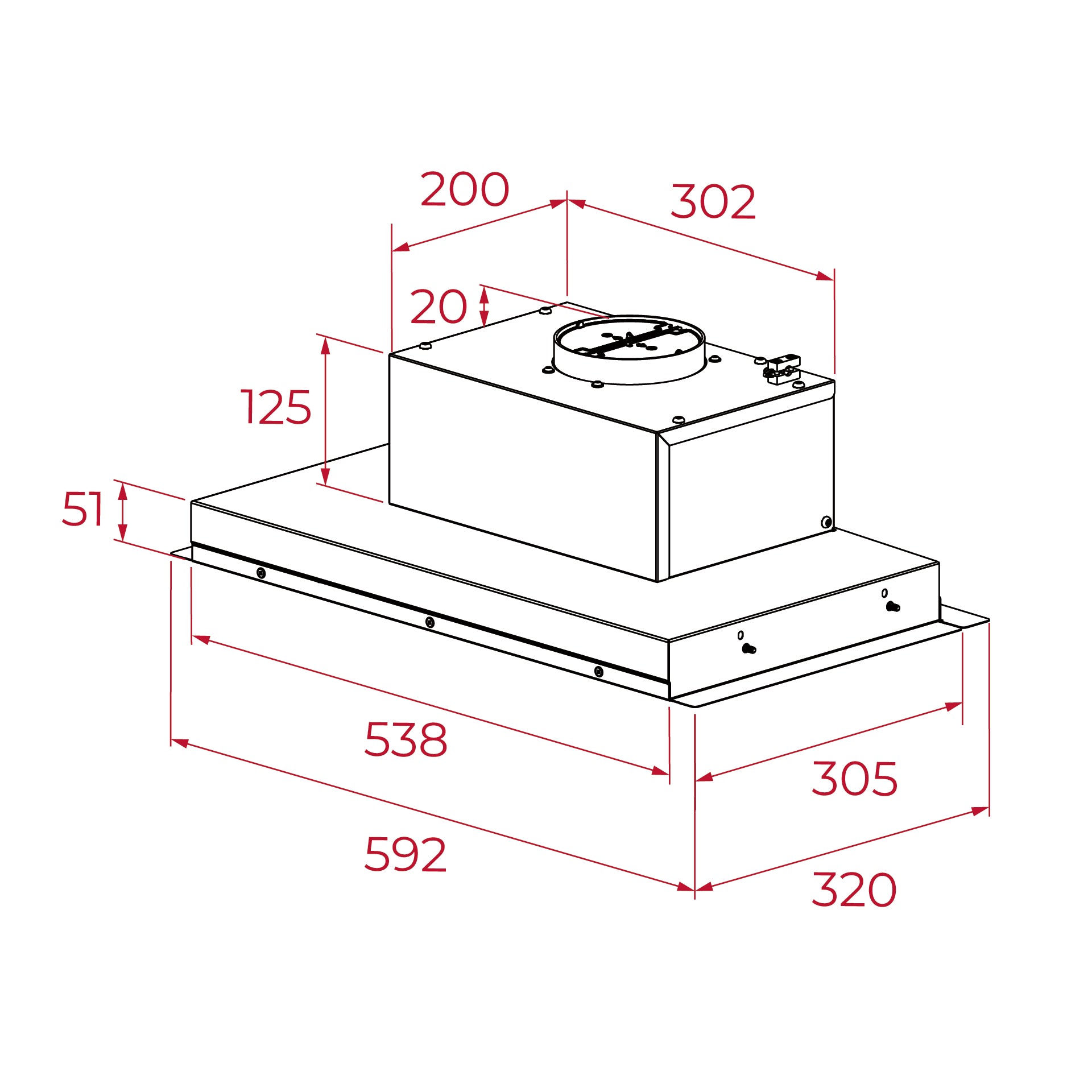 Campana integrada diseño invisible INTEGRA GFI 63030, fácil de instalar y con espacio para almacenamiento (3)