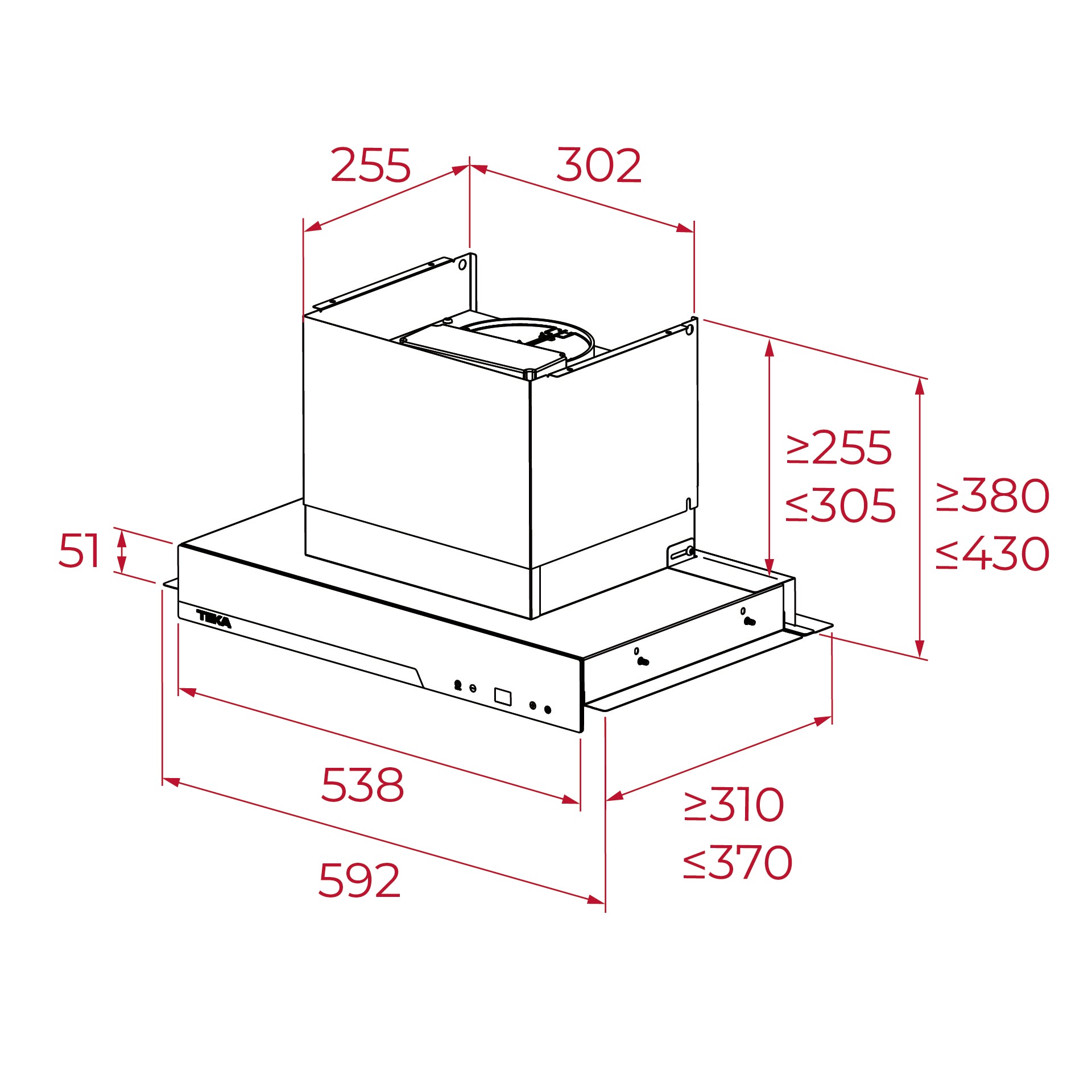 Campana integrada diseño invisible INTEGRA GFI 67350 EOS IX, fácil de instalar y con espacio para almacenamiento (3)