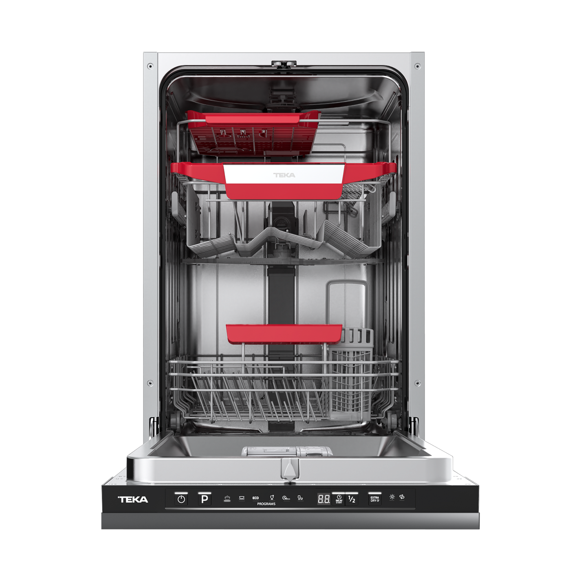 Lavavajillas integrable DFI 44850 con capacidad de 10 cubiertos, puerta deslizante y bandeja deslizante Extra Tray (1)