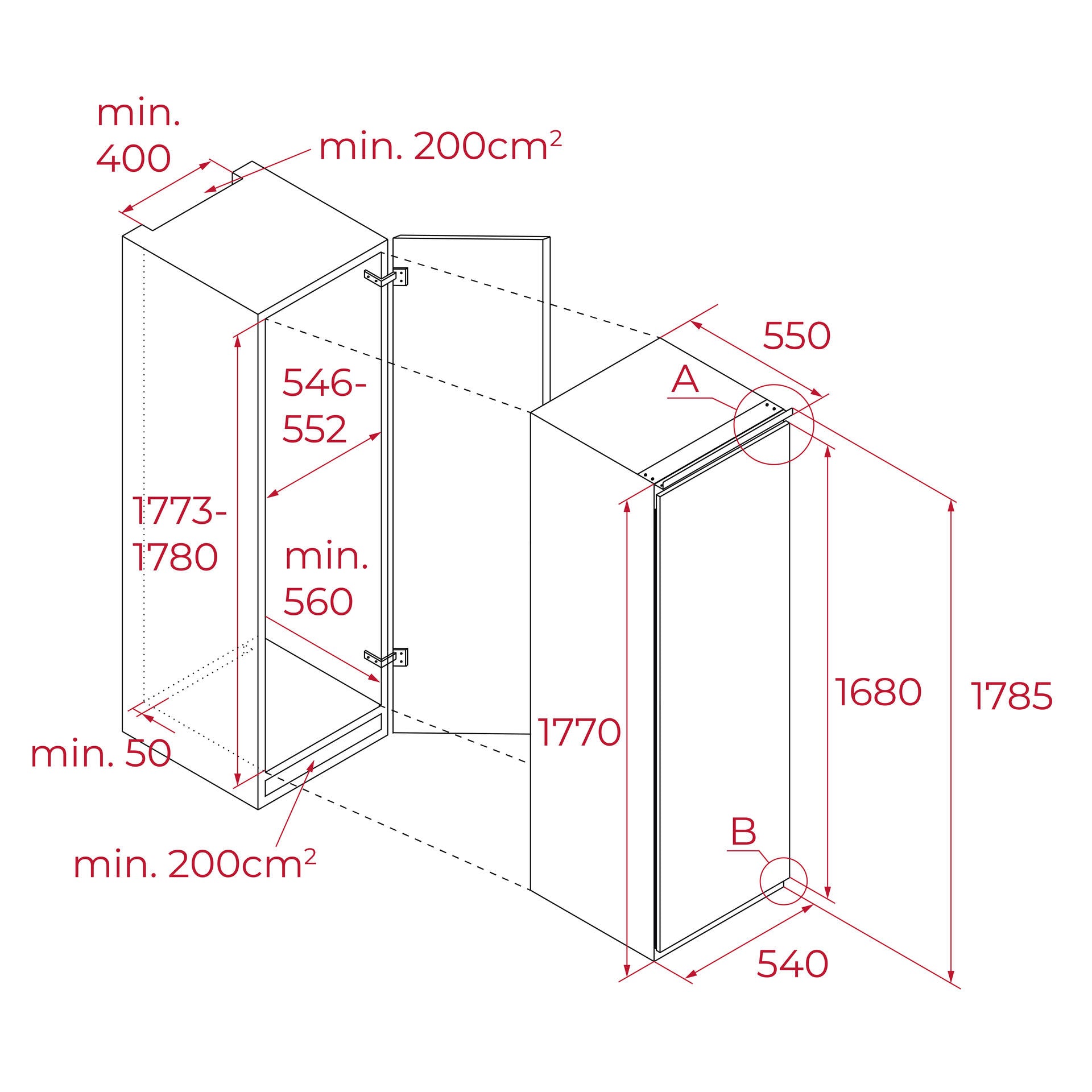 Congelador RSF 73385 FI de 1 puerta de integración, clase D y puerta deslizante (2)