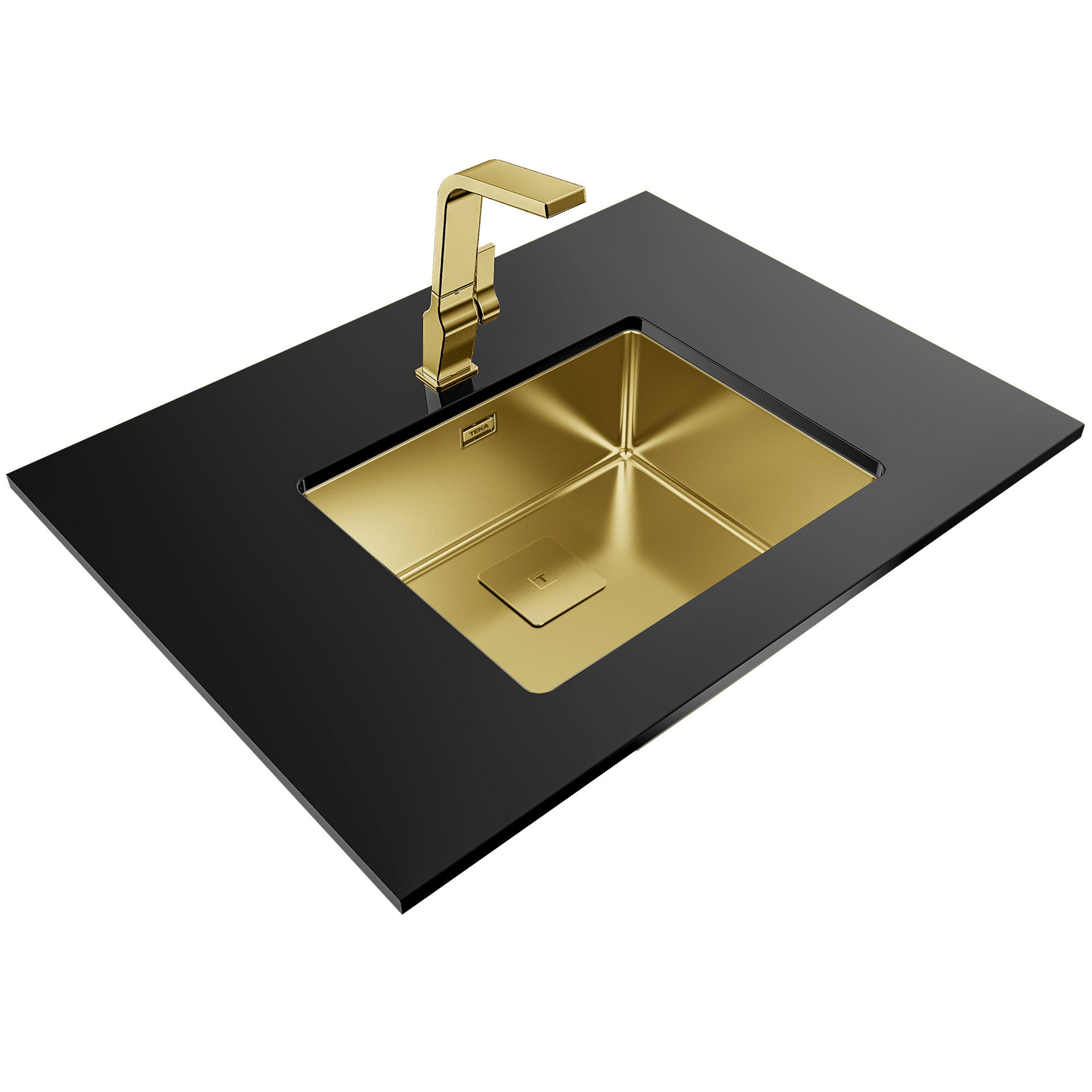 Fregadero Metallic Edition con una cubeta y acabado pvd brass