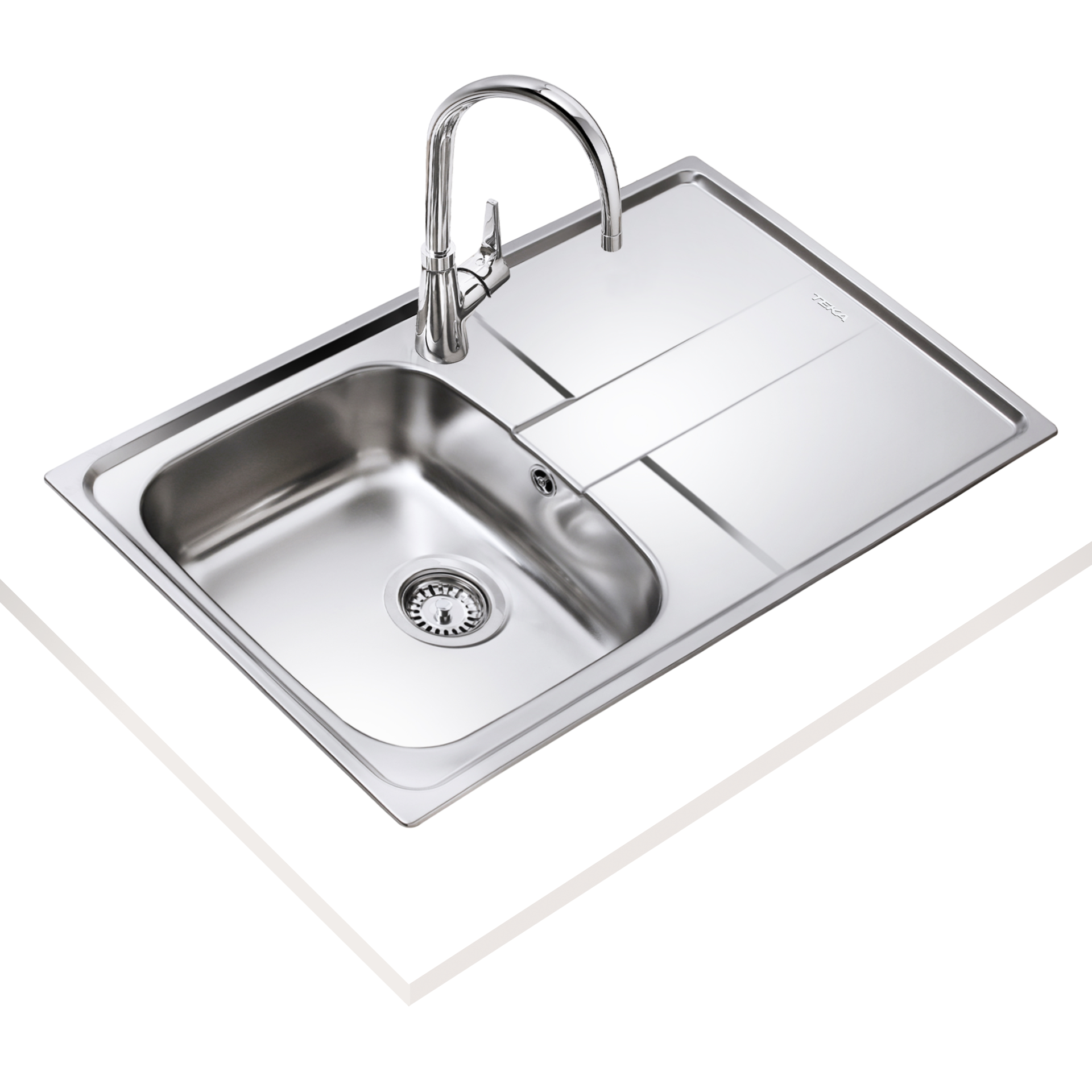 Fregadero Stena 79 1C 1E reversible encastrado de 45 cm con una cubeta y escurridor, acabado microtexturizado