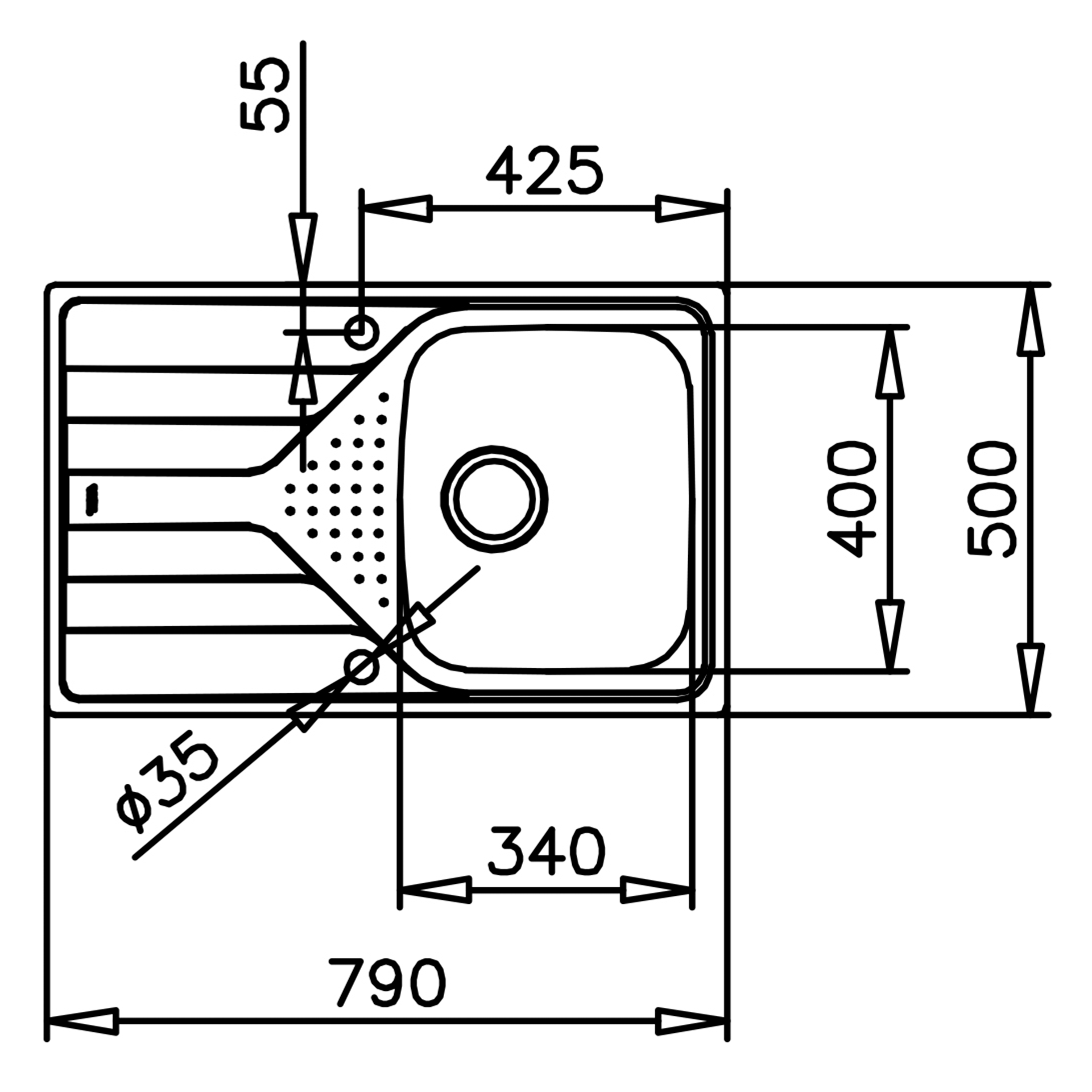 Pack Fregadero encastrado Universe con escurridor reversible + Grifo IN 915, dispensador de regalo (2)
