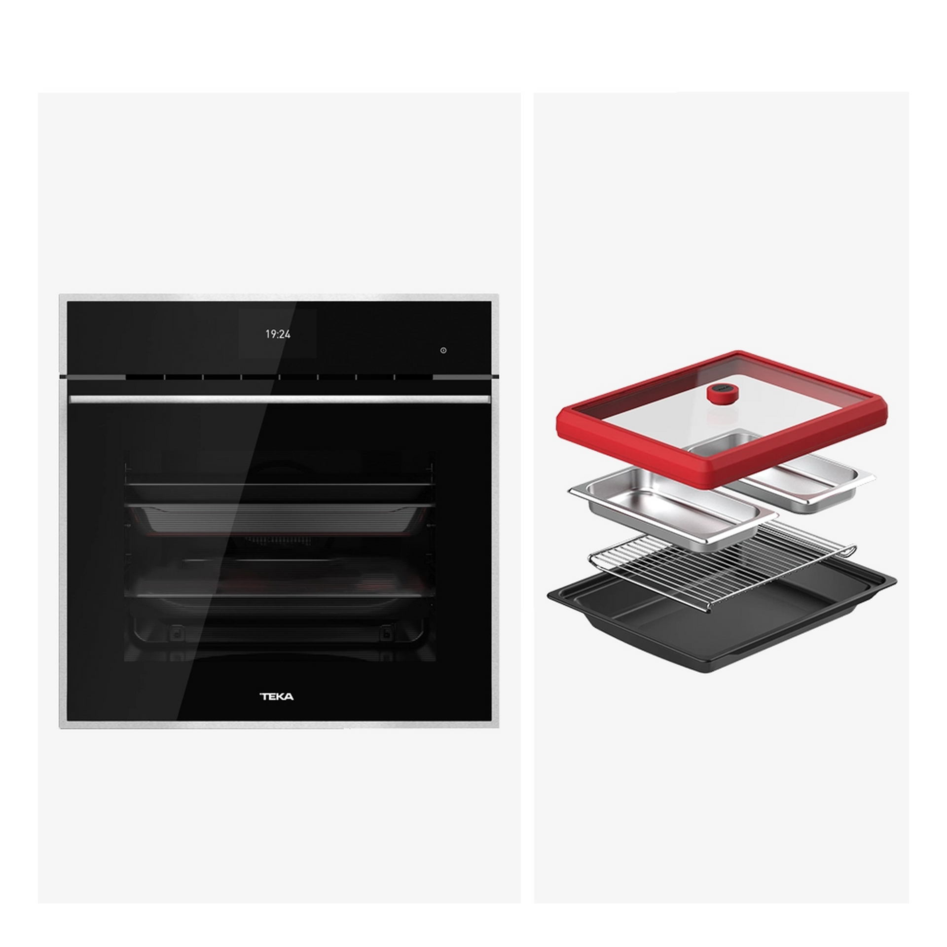 Pack Horno pirolítico multifunción iOven P con pantalla táctil a color + Bandeja SteamBox (1)
