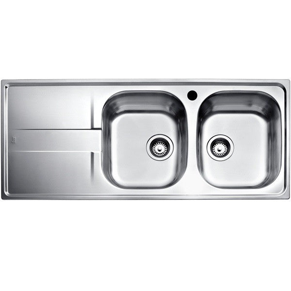 Fregadero Stena 2C 1E reversible encastrado de 80 cm con dos cubetas y escurridor