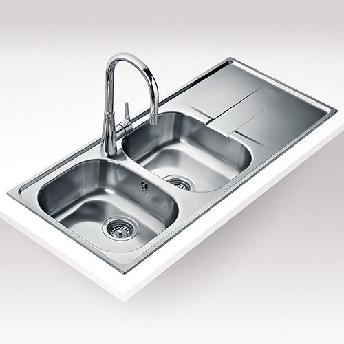 Fregadero Stena 2C 1E reversible encastrado de 80 cm con dos cubetas y escurridor
